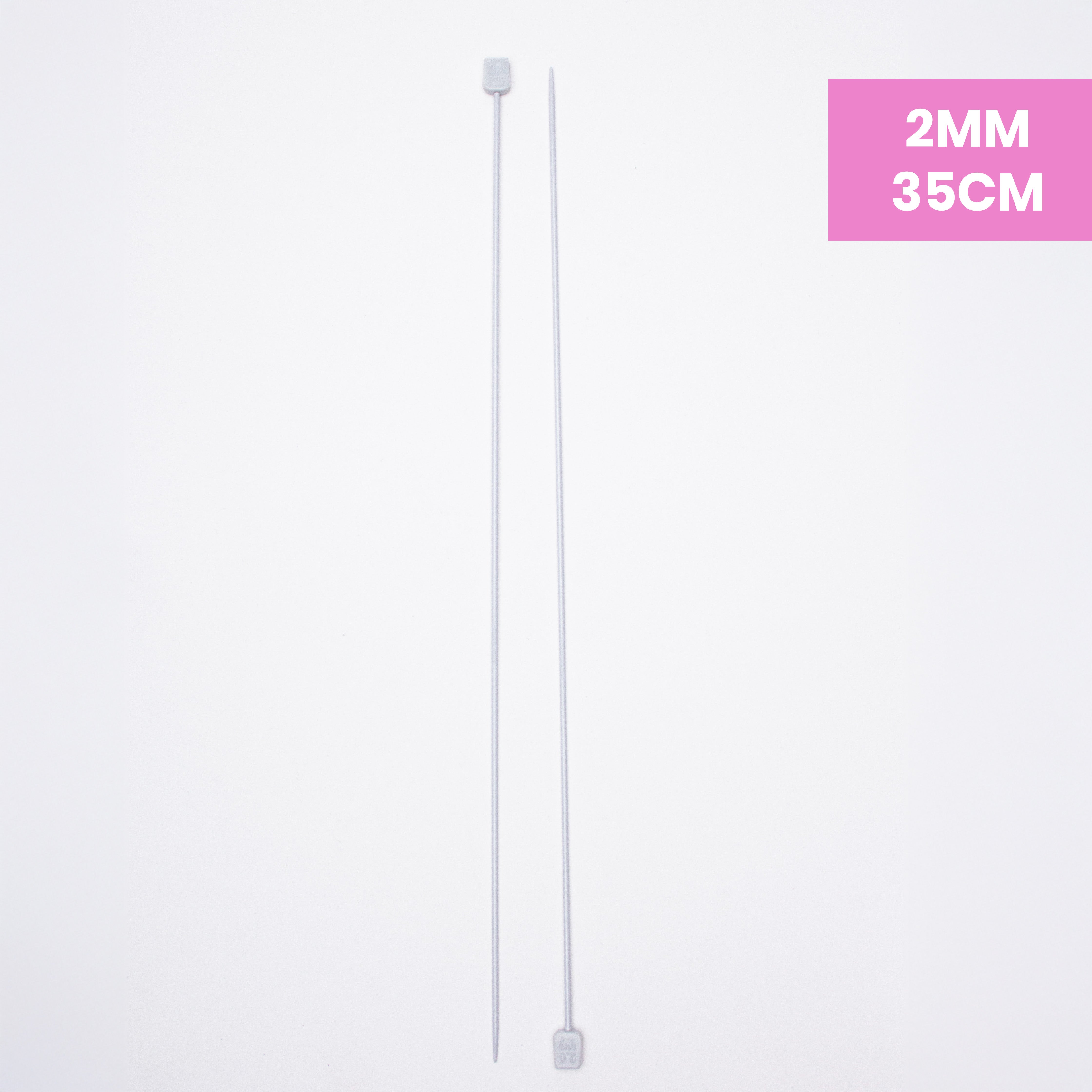 Single Pointed Aluminium Knitting Needle 2mm X 35cm 2pc Blister