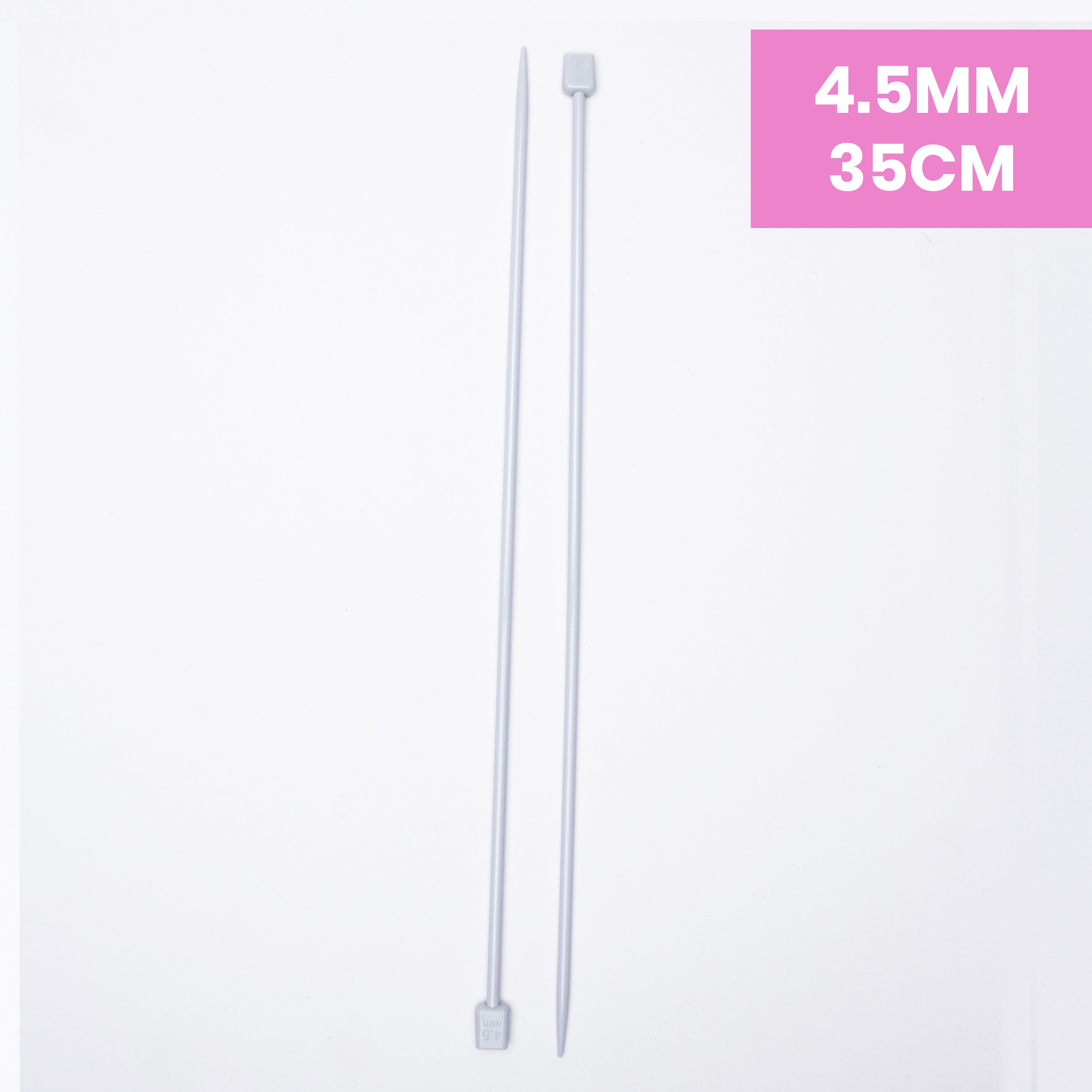 Single Pointed Aluminium Knitting Needle 4.5mm X 35cm 2pc Blister