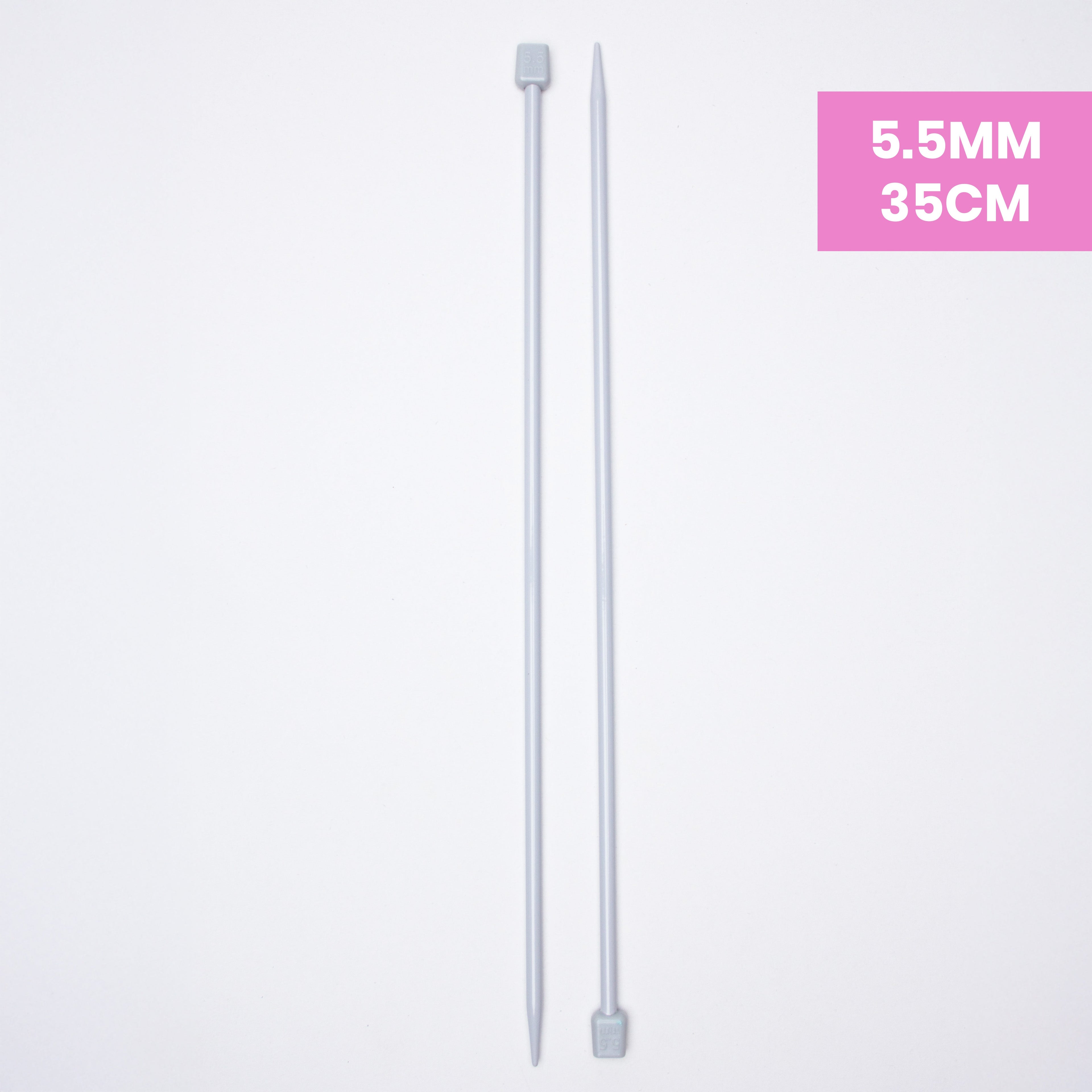 Single Pointed Aluminium Knitting Needle 5.5mm X 35cm 2pc Blister