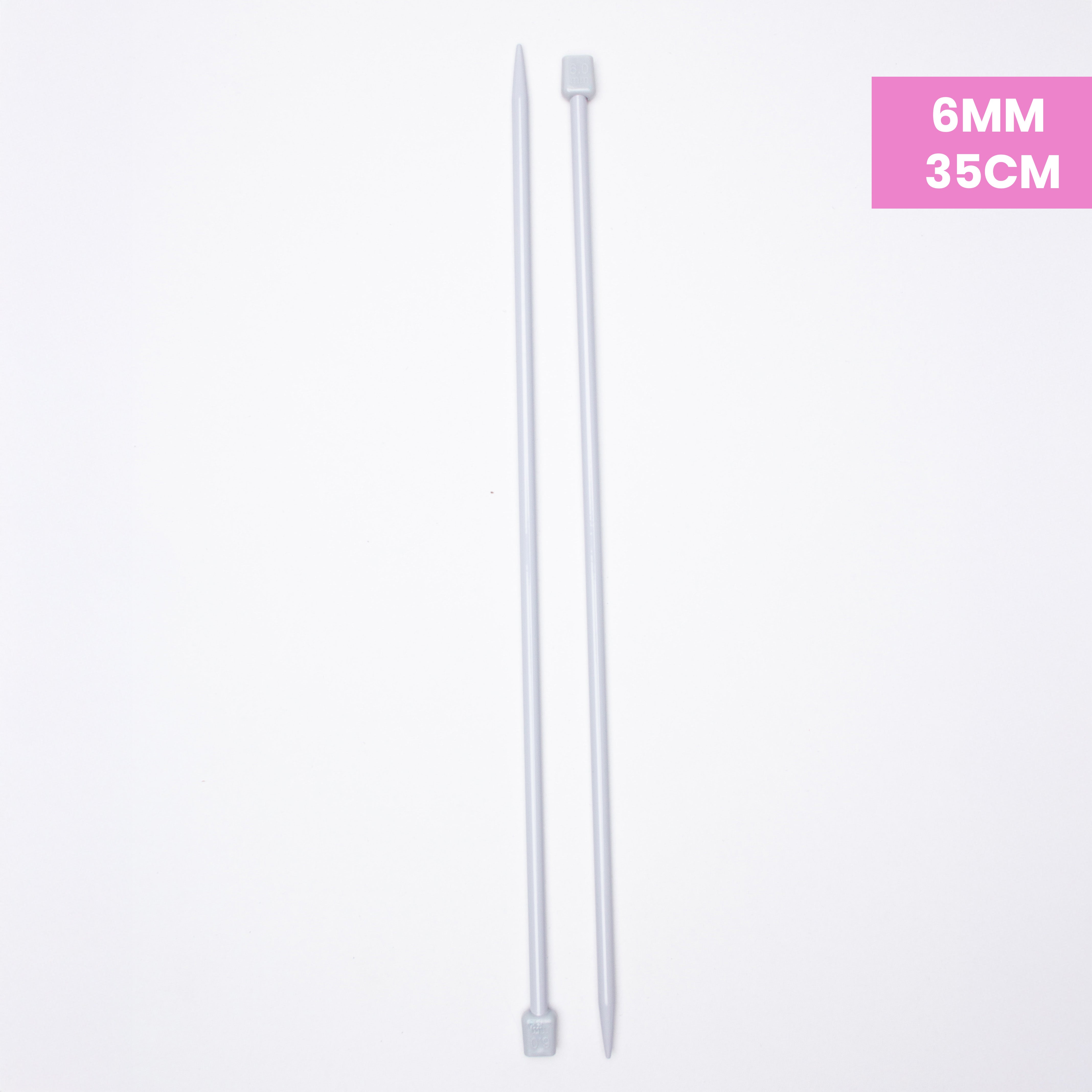 Single Pointed Aluminium Knitting Needle 6mm X 35cm 2pc Blister