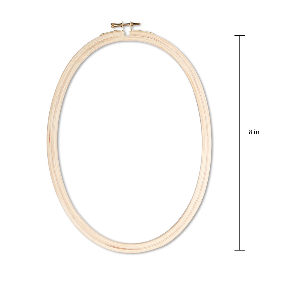 Pine Wooden Embroidery Hoop Oval With Brass Screw 8Inch #35425 1 Pc