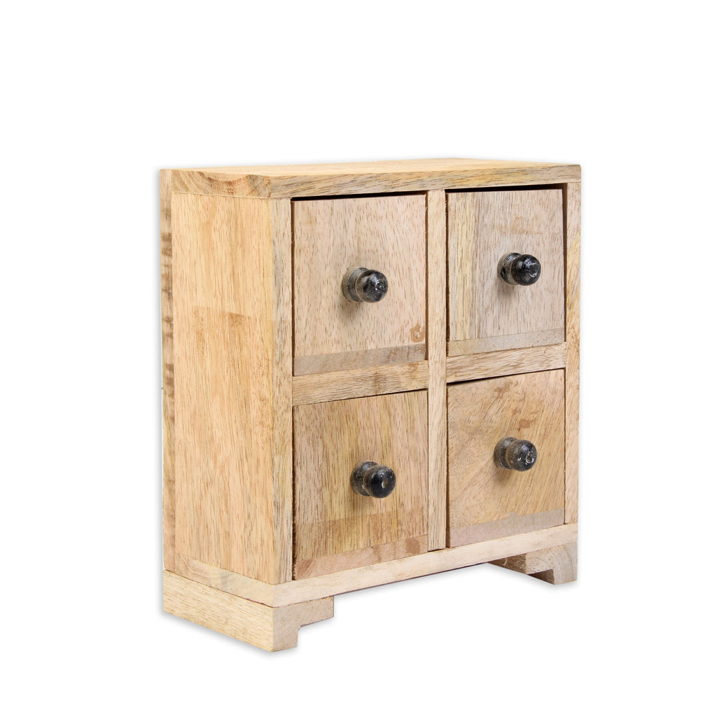 Wooden Chest of Drawers (4 Compartments) 6.5 X 3 X 6inch 1pc