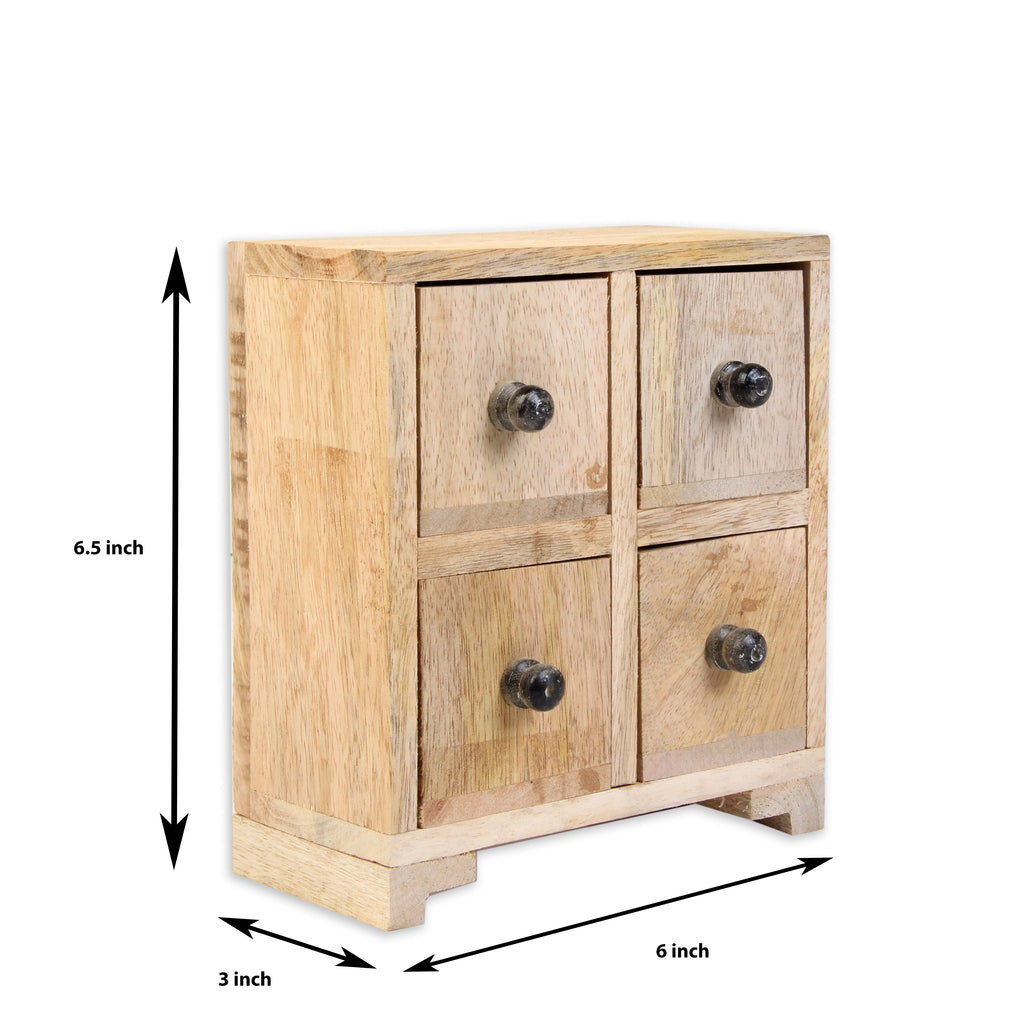 Wooden Chest of Drawers (4 Compartments) 6.5 X 3 X 6inch 1pc