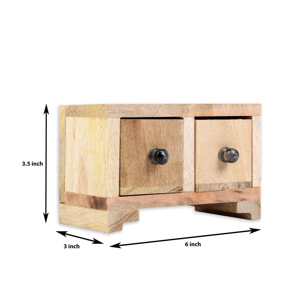 Wooden Double Drawer Organizer (2 Compartments) 3 X 3.5 X 6inch 1pc
