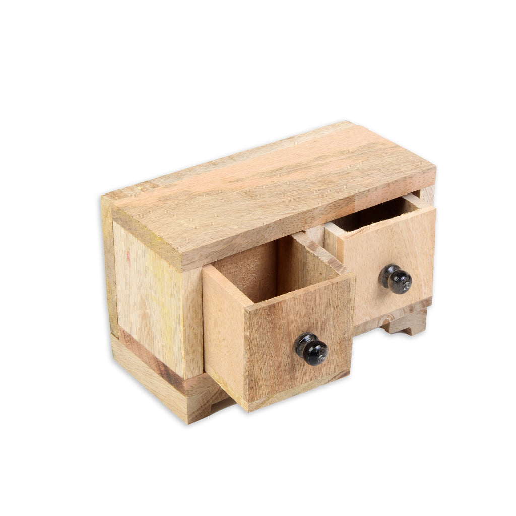 Wooden Double Drawer Organizer (2 Compartments) 3 X 3.5 X 6inch 1pc