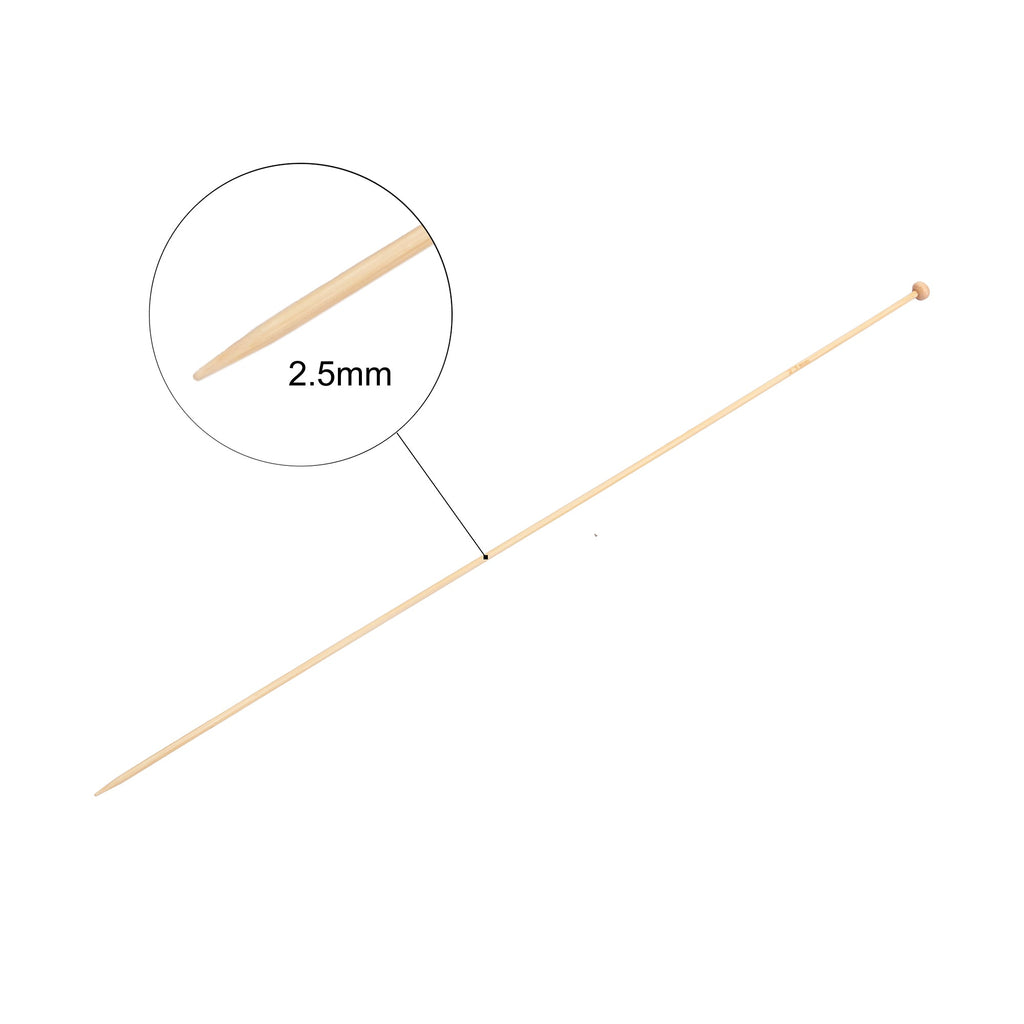 Bamboo Knitting Needles Natural 2.5mm X 35cm 2pc
