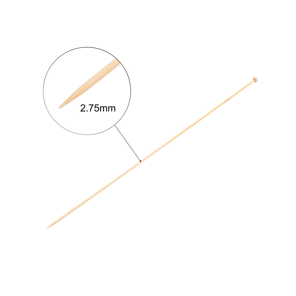 Bamboo Knitting Needles Natural 2.75mm X 35cm 2pc