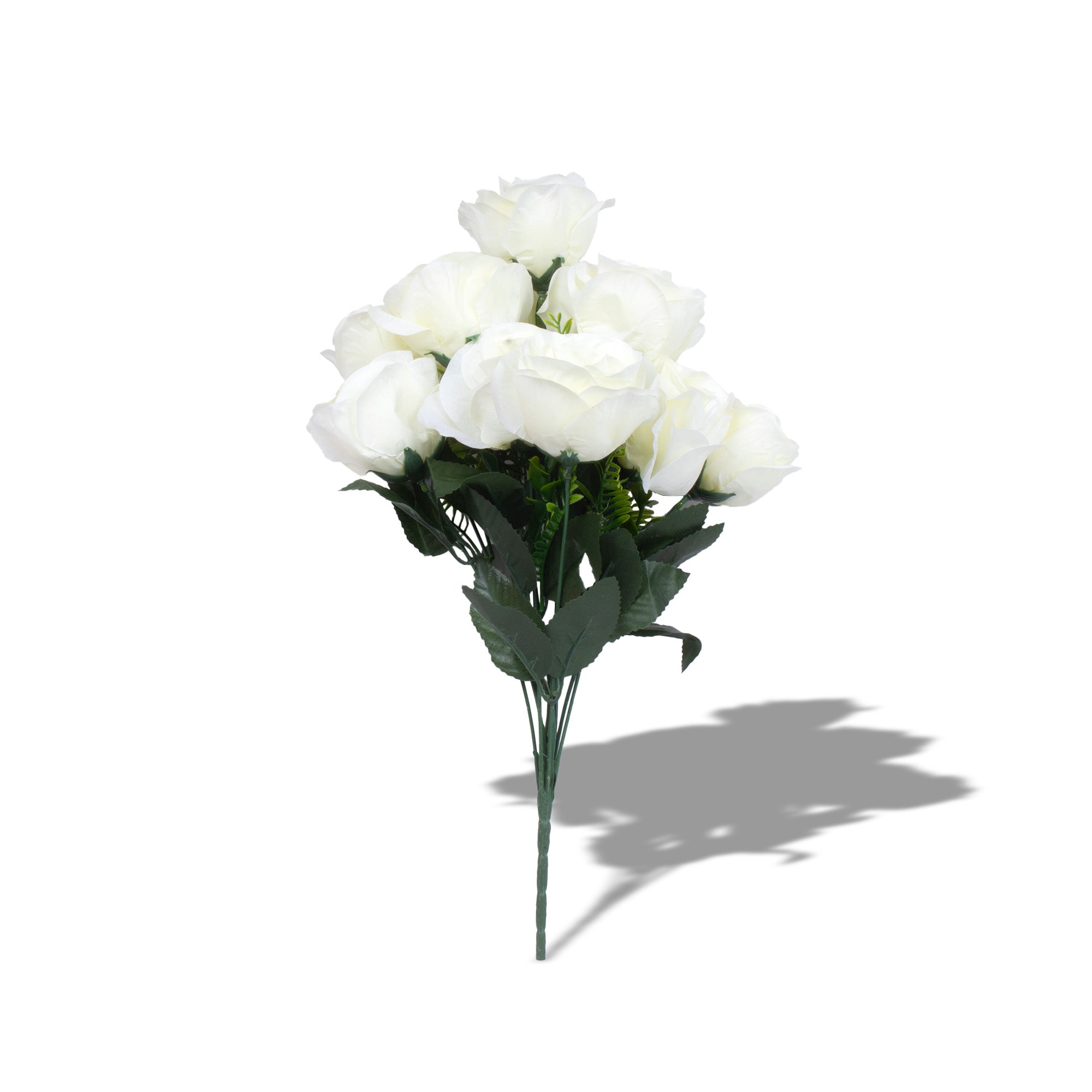 Artificial Flower Rose Bunch White 17inch 1Sprig