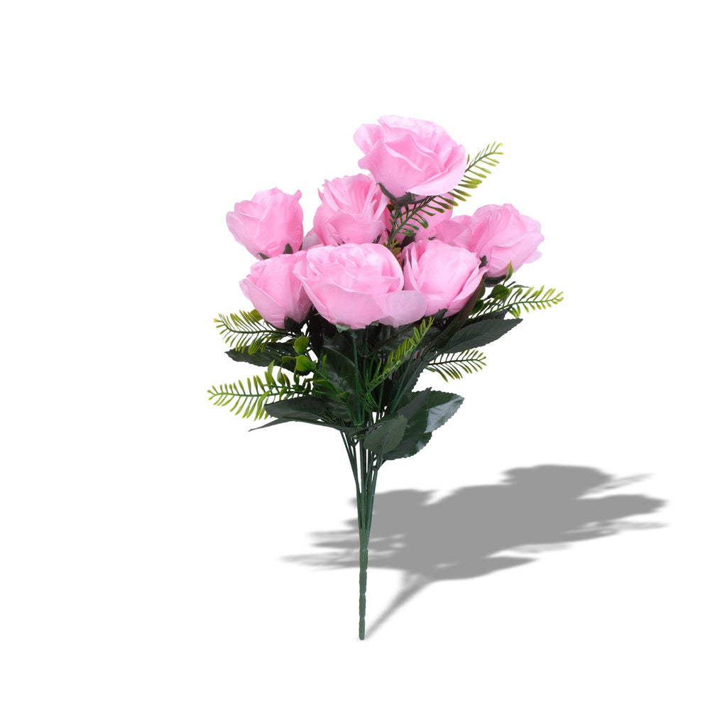 Artificial Flower Rose Bunch Pink 17inch 1Sprig