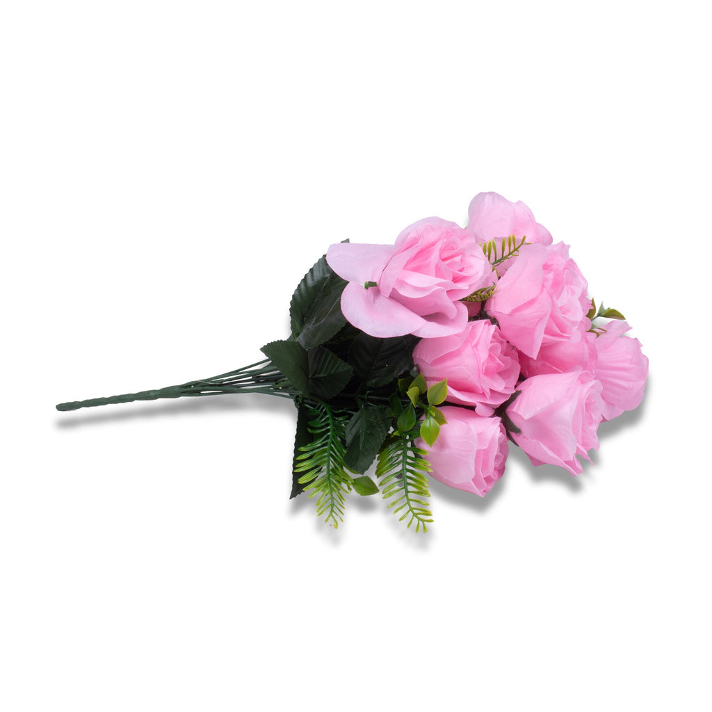 Artificial Flower Rose Bunch Pink 17inch 1Sprig