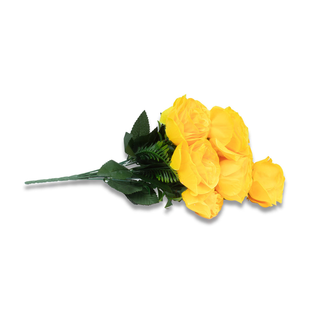 Artificial Flower Roses Bunch Yellow 17inch 1Sprig