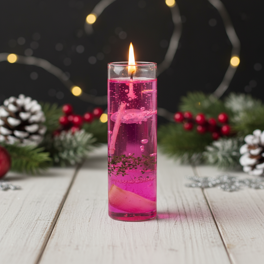 Scented Gel Candle in Glass Pink 8cm X 2.5cm 1pc
