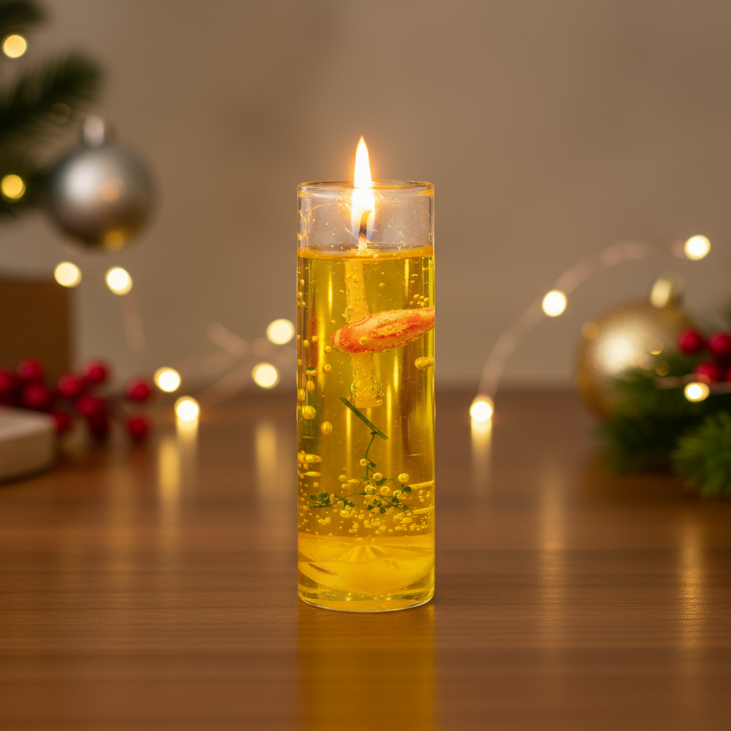Scented Glass Gel Candle Yellow 8cm X 2.5cm 1pc