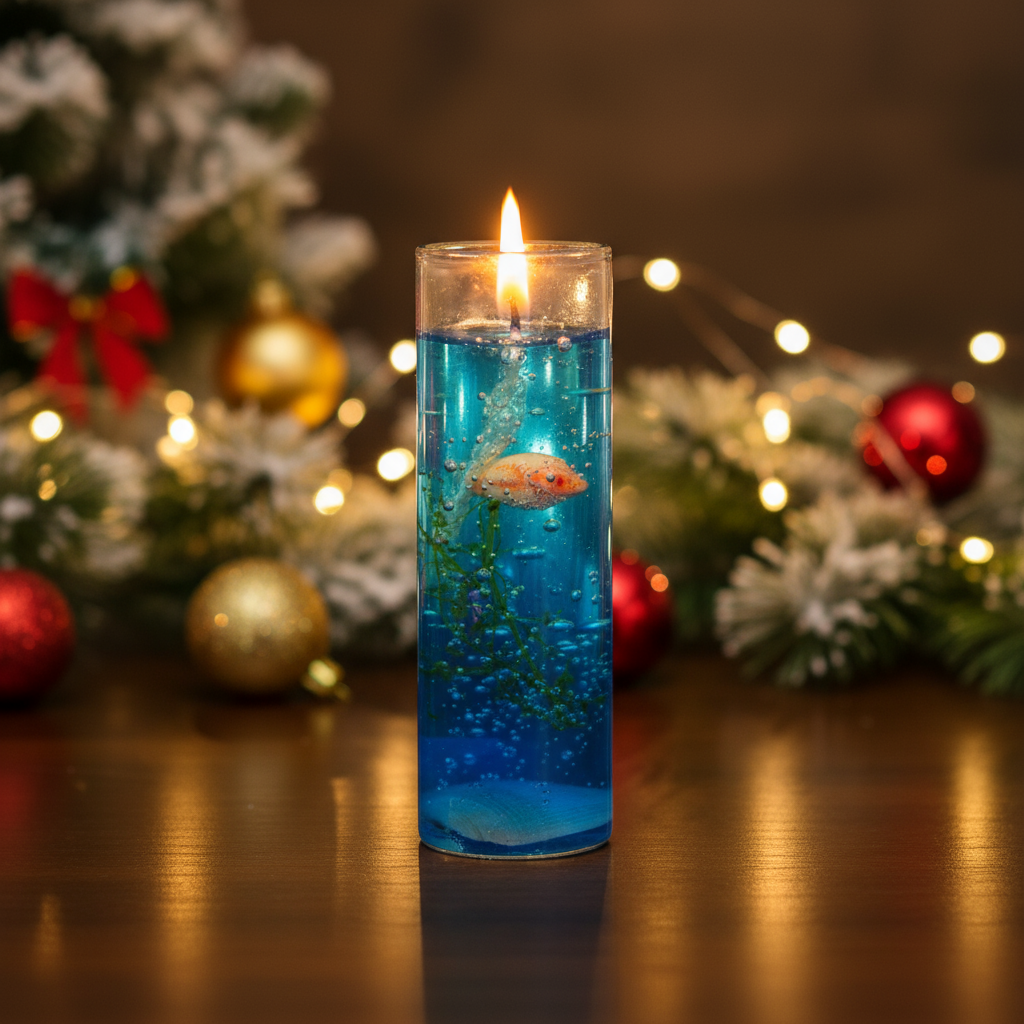 Scented Glass Gel Candle Blue 8cm X 2.5cm 1pc