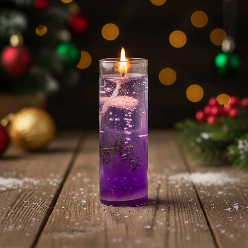 Scented Glass Gel Candle Purple 8cm X 2.5cm 1pc