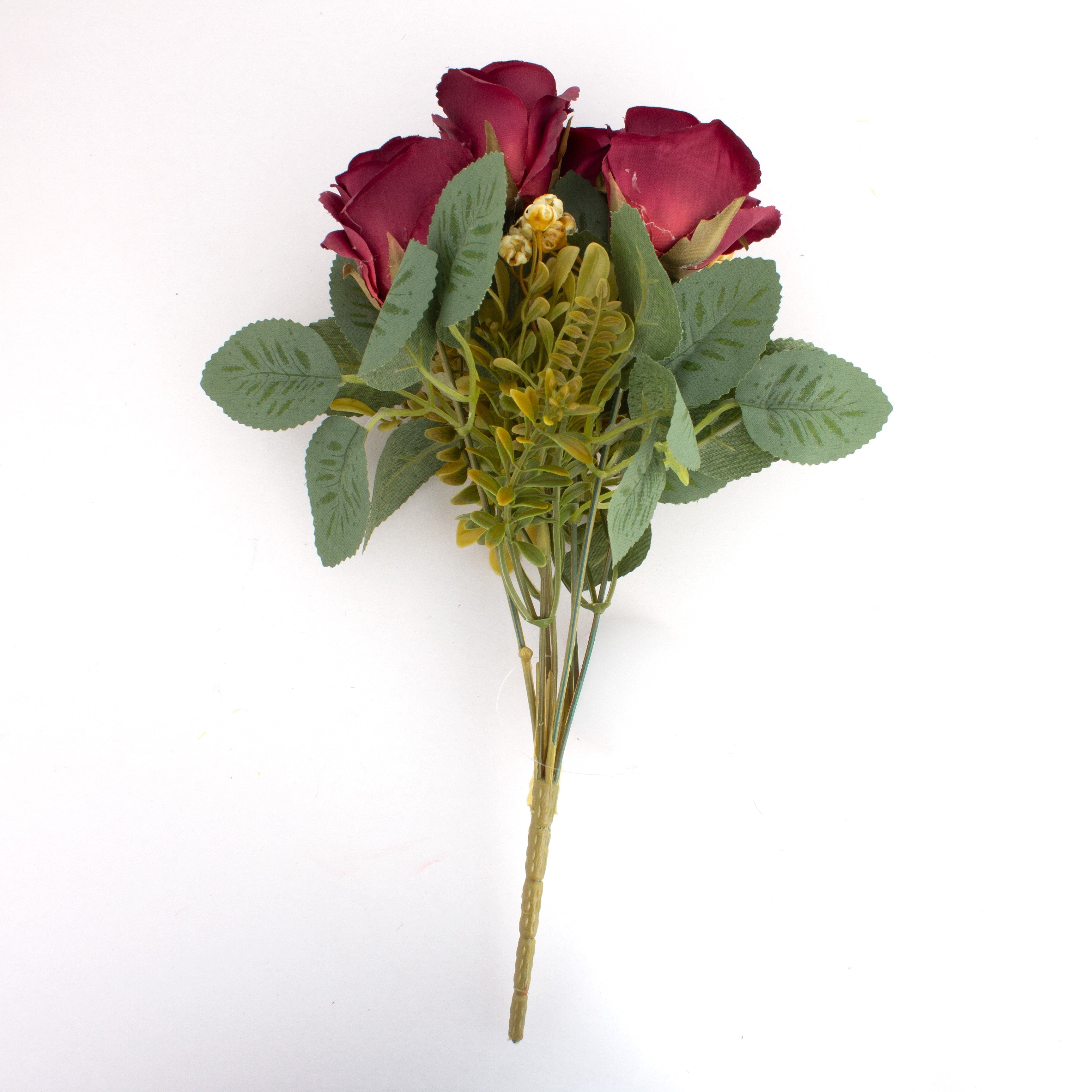 Artificial Rose Bunch 7 Flowers Red 32cm