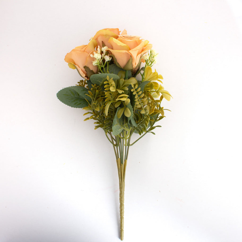 Artificial Rose Bunch 7 Flowers Peach 32cm