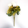 Artificial Rose Bunch 7 Flowers White 32cm