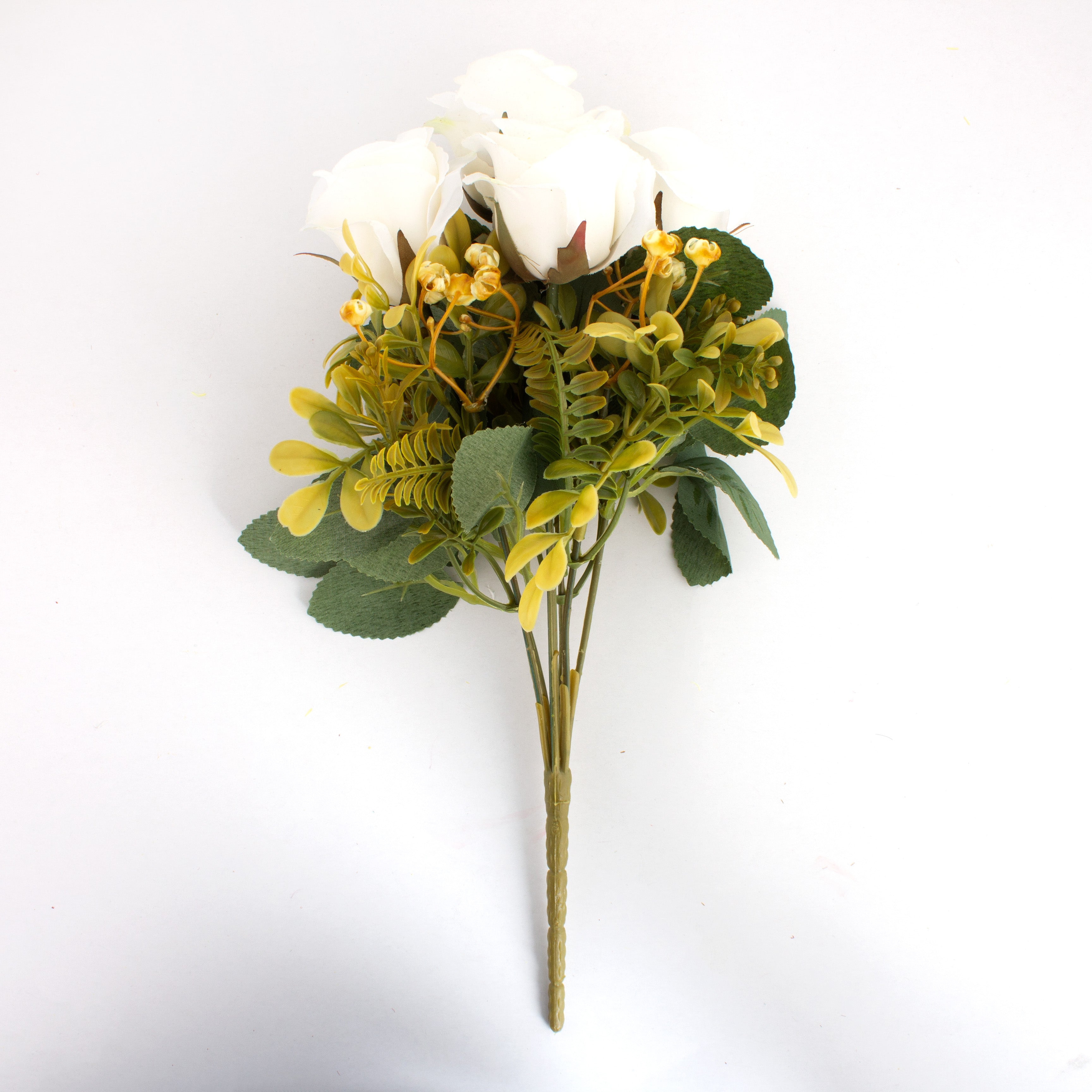 Artificial Rose Bunch 7 Flowers White 32cm