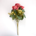 Artificial Rose Bunch 7 Flowers Coral Pink 32cm