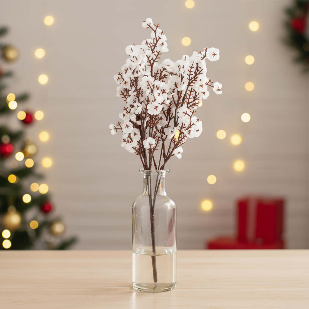 Artificial Flower Baby's Breath Silk White 5 Branches 35cm 1 Bunch