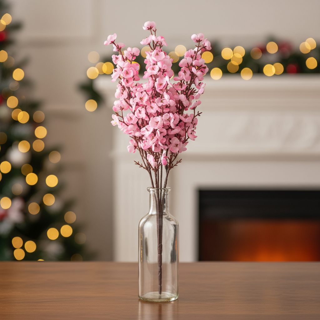 Artificial Flower Baby's Breath Silk Pink 5 Branches 35cm 1 Bunch