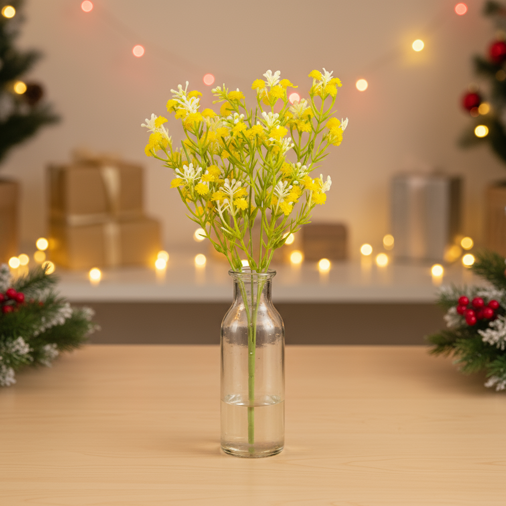 Artificial Flower Baby's Breath Silk Yellow 5 Branches 26cm1 Bunch