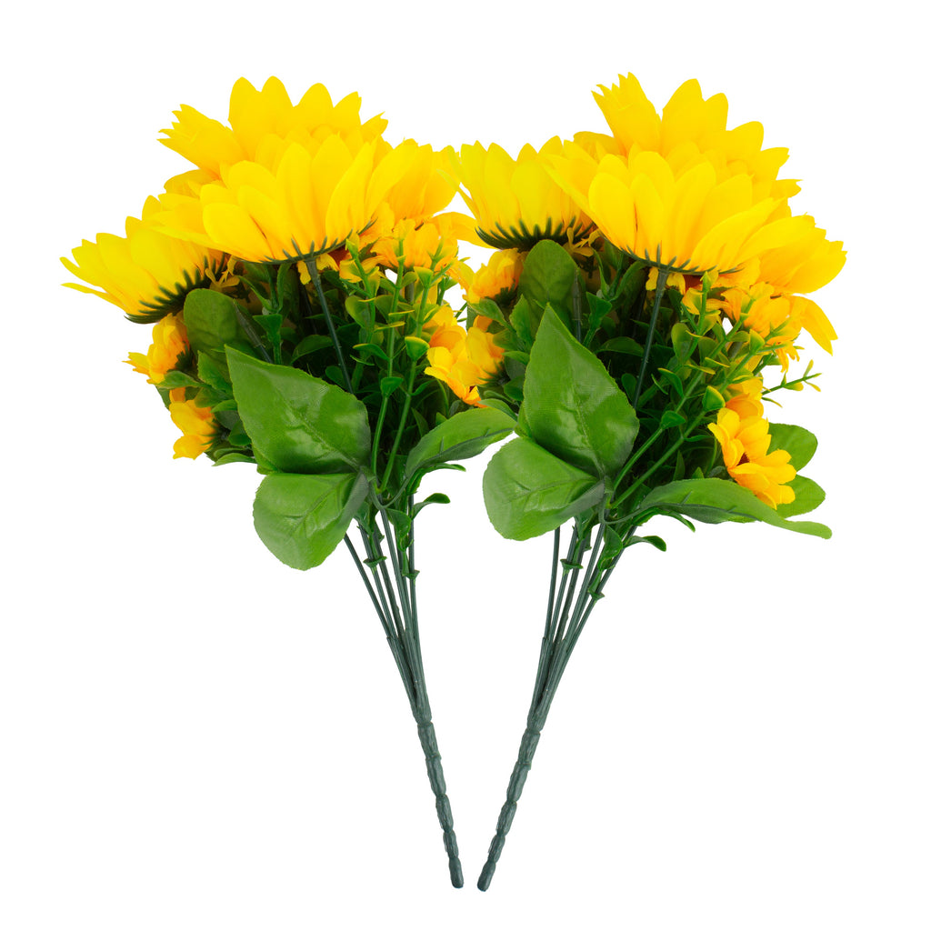 Artificial Sunflower Bunch with Leaves 30cm 1
