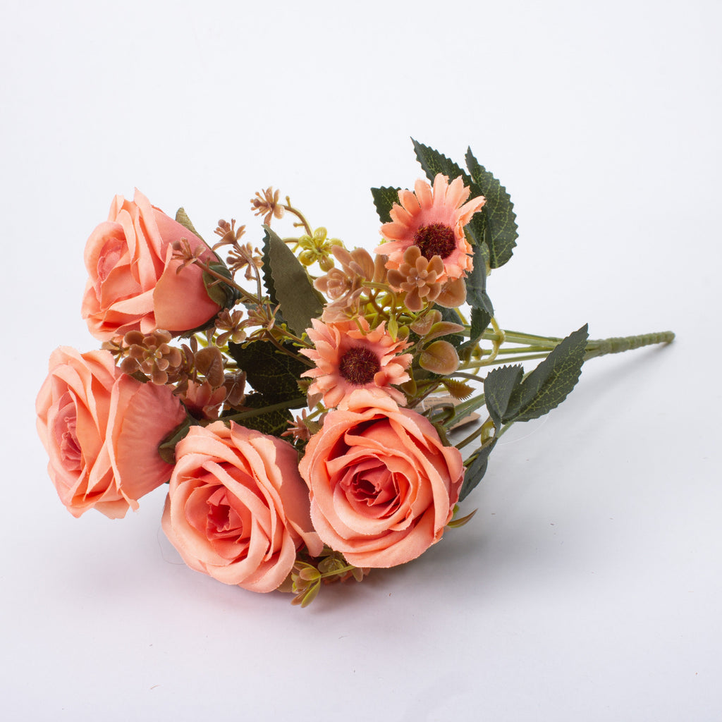 Artificial Flower Rose Bouquet 30cm Orange 1 Bunch
