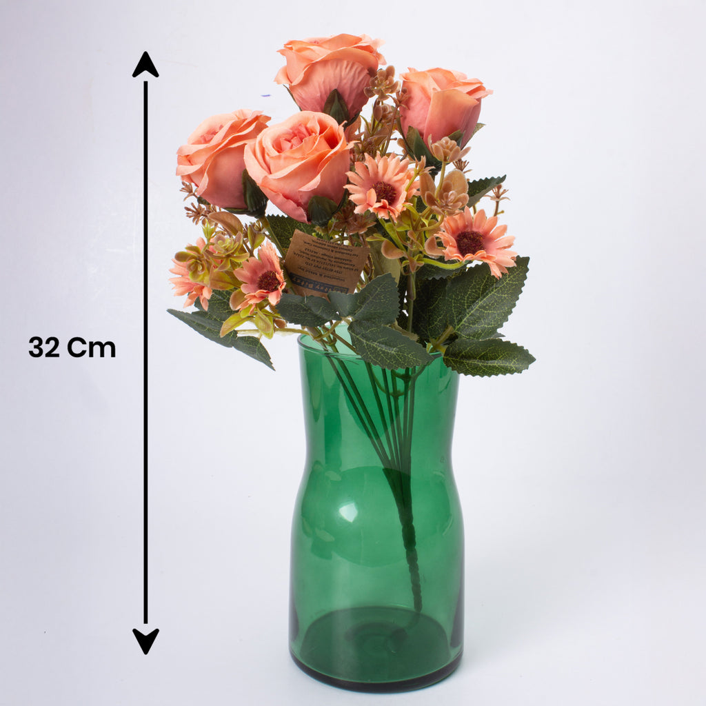Artificial Flower Rose Bouquet 30cm Orange 1 Bunch
