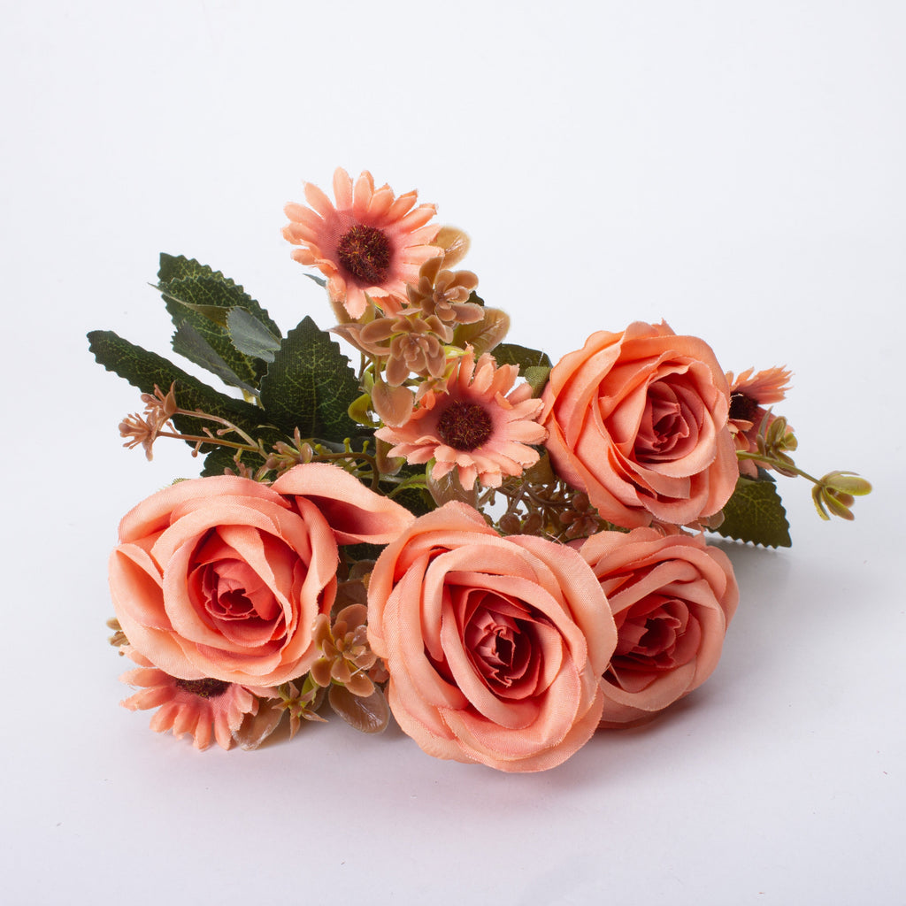 Artificial Flower Rose Bouquet 30cm Orange 1 Bunch