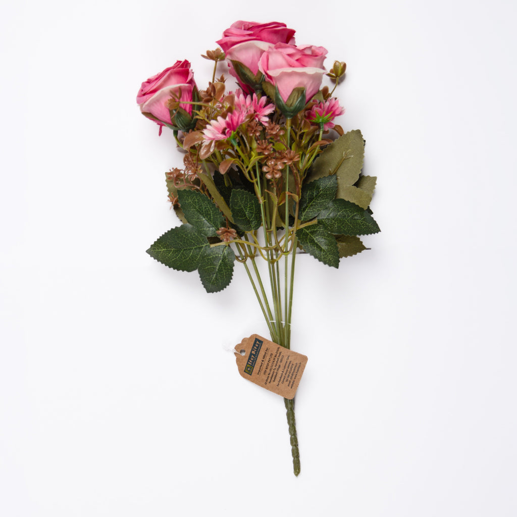 Artificial Flower Rose Bouquet 30cm Pink 1 Bunch