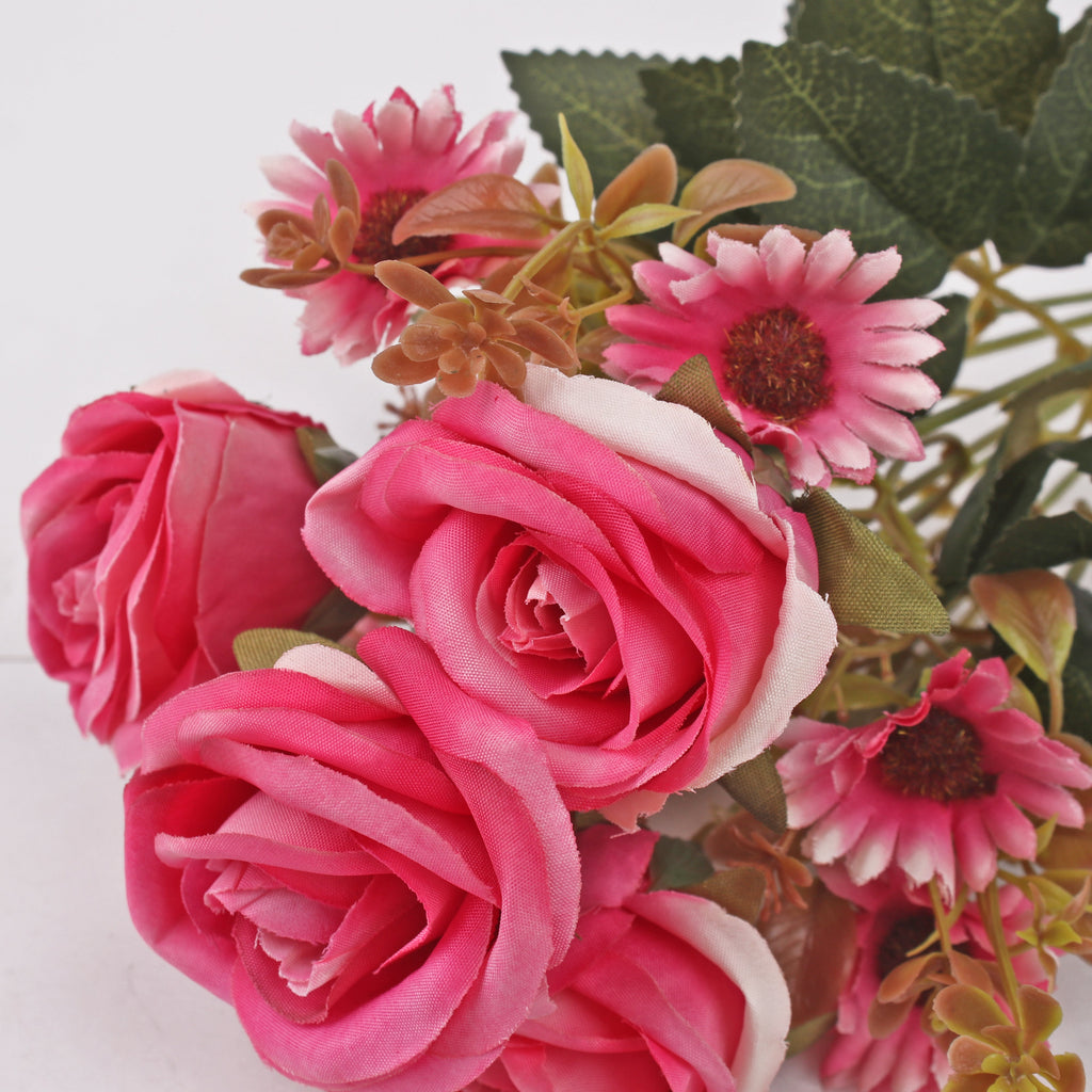 Artificial Flower Rose Bouquet 30cm Pink 1 Bunch