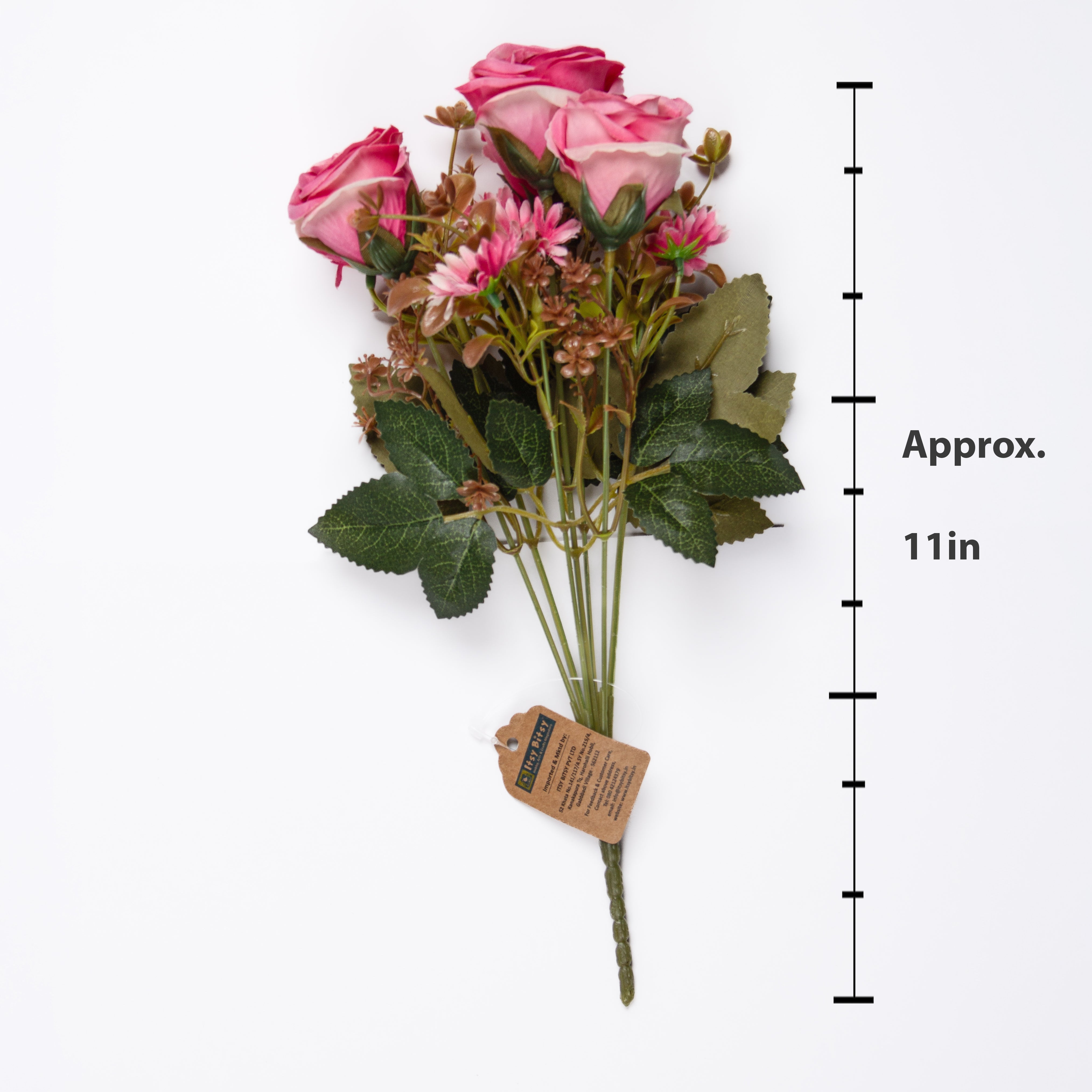 Artificial Flower Rose Bouquet 30cm Pink 1 Bunch