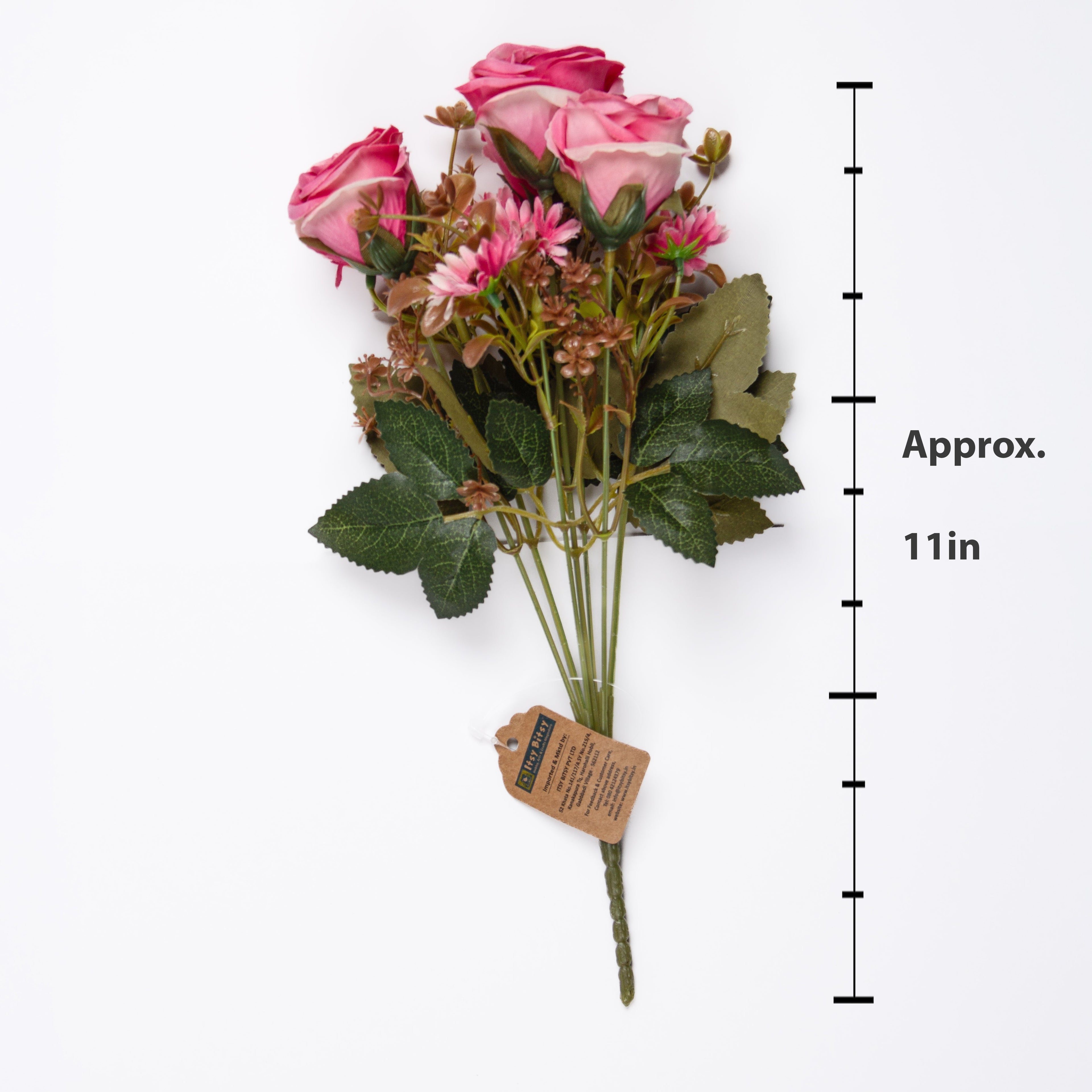 Artificial Flower Rose Bouquet 30cm Pink 1 Bunch