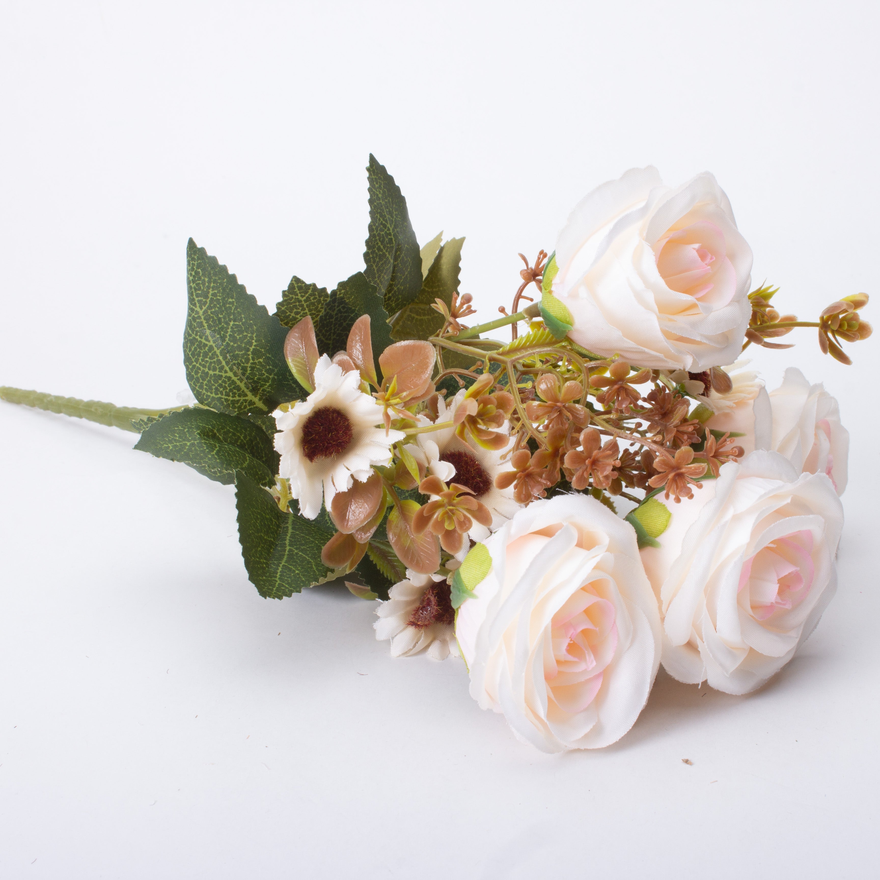 Artificial Flower Rose Bouquet 30 cm Off White 1 Bunch