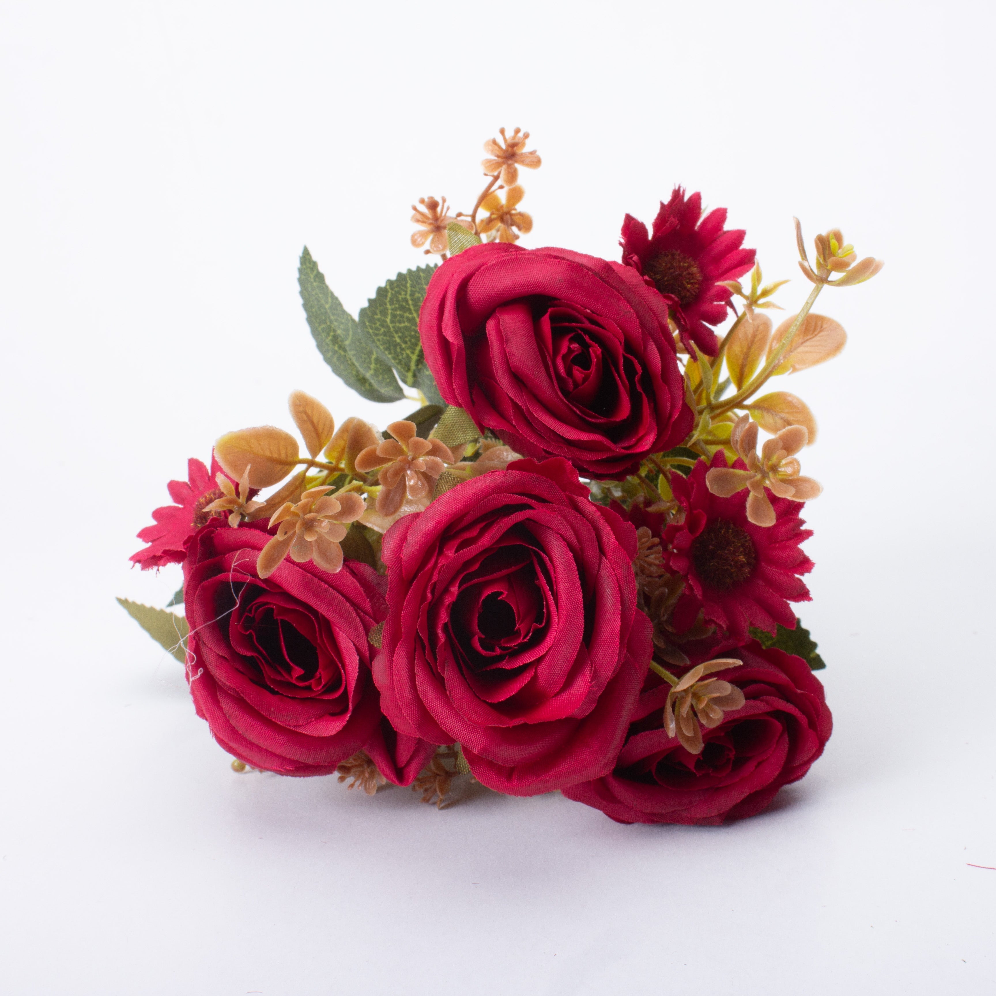 Artificial Flower Rose Bouquet 30cm Maroon 1 Bunch