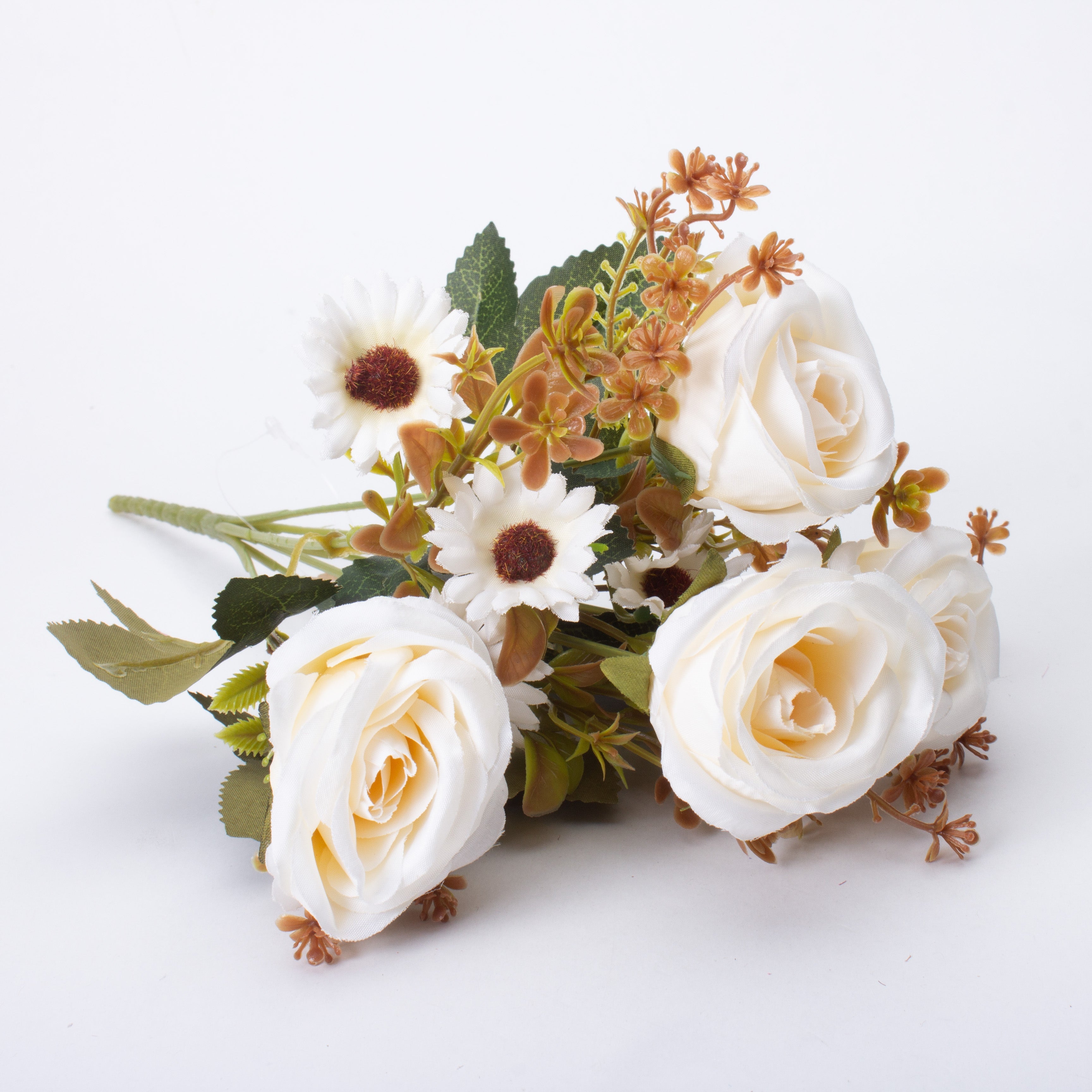 Artificial Flower Rose Bouquet 30cm white 1 Bunch
