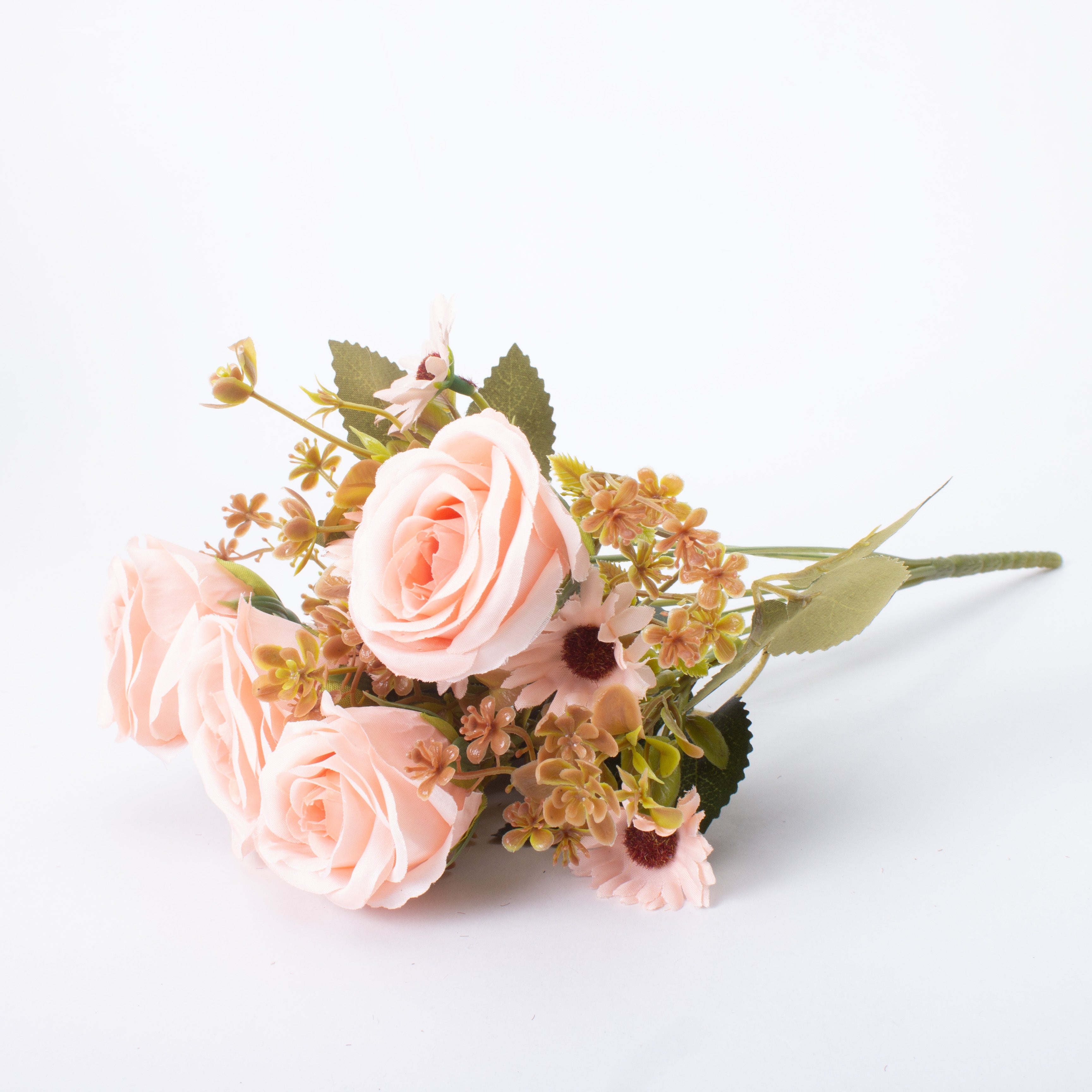 Artificial Flower Rose Bouquet 30cm Light Pink 1 Bunch