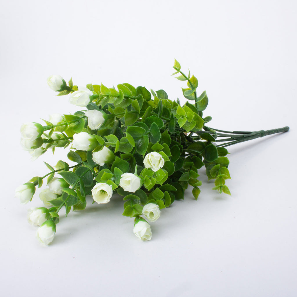 Artificial Flower Mini Rose 8cm White 1 Bunch