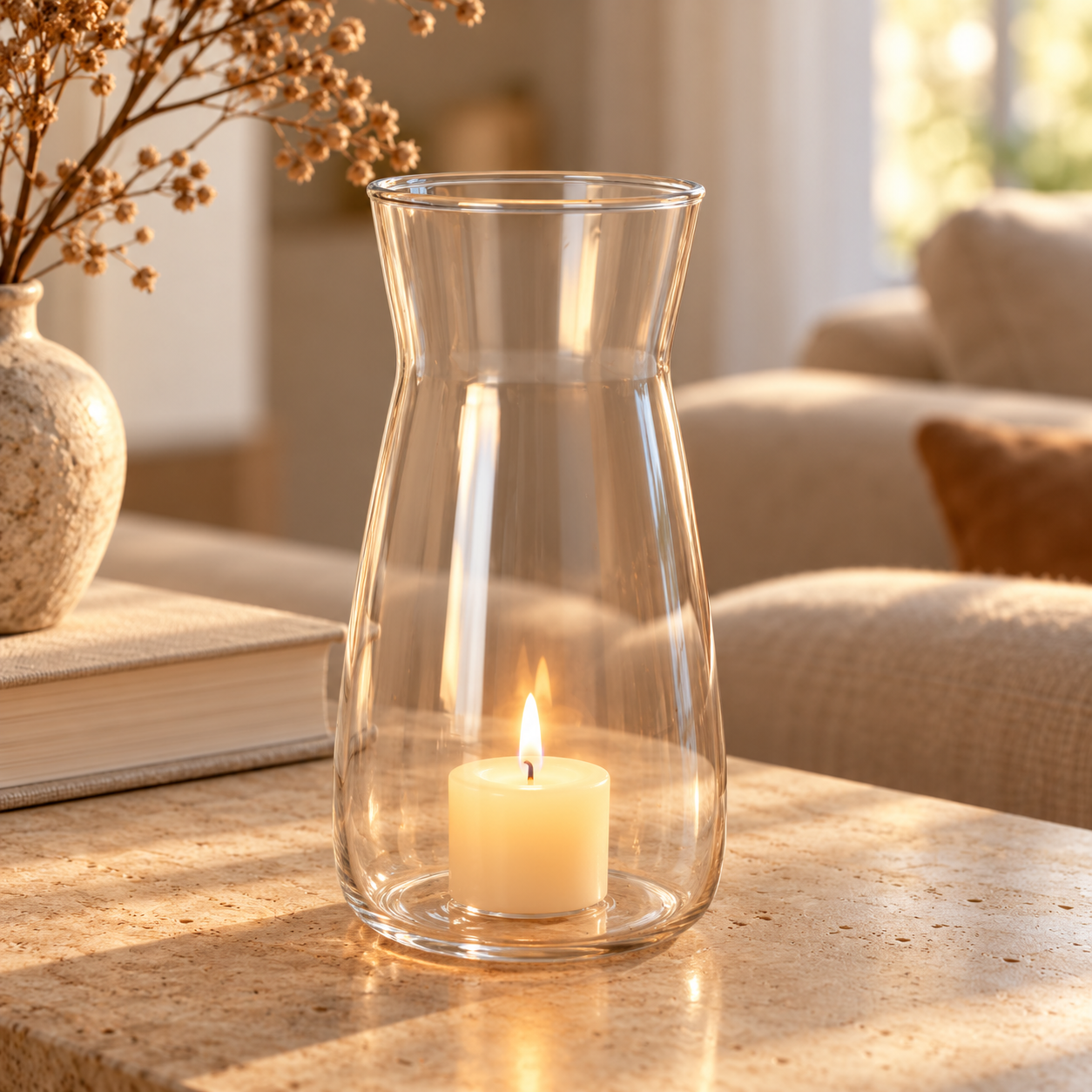 Crystal Glass Candle Holder Carafe Transparent 10 X 19.5cm 1pc IB