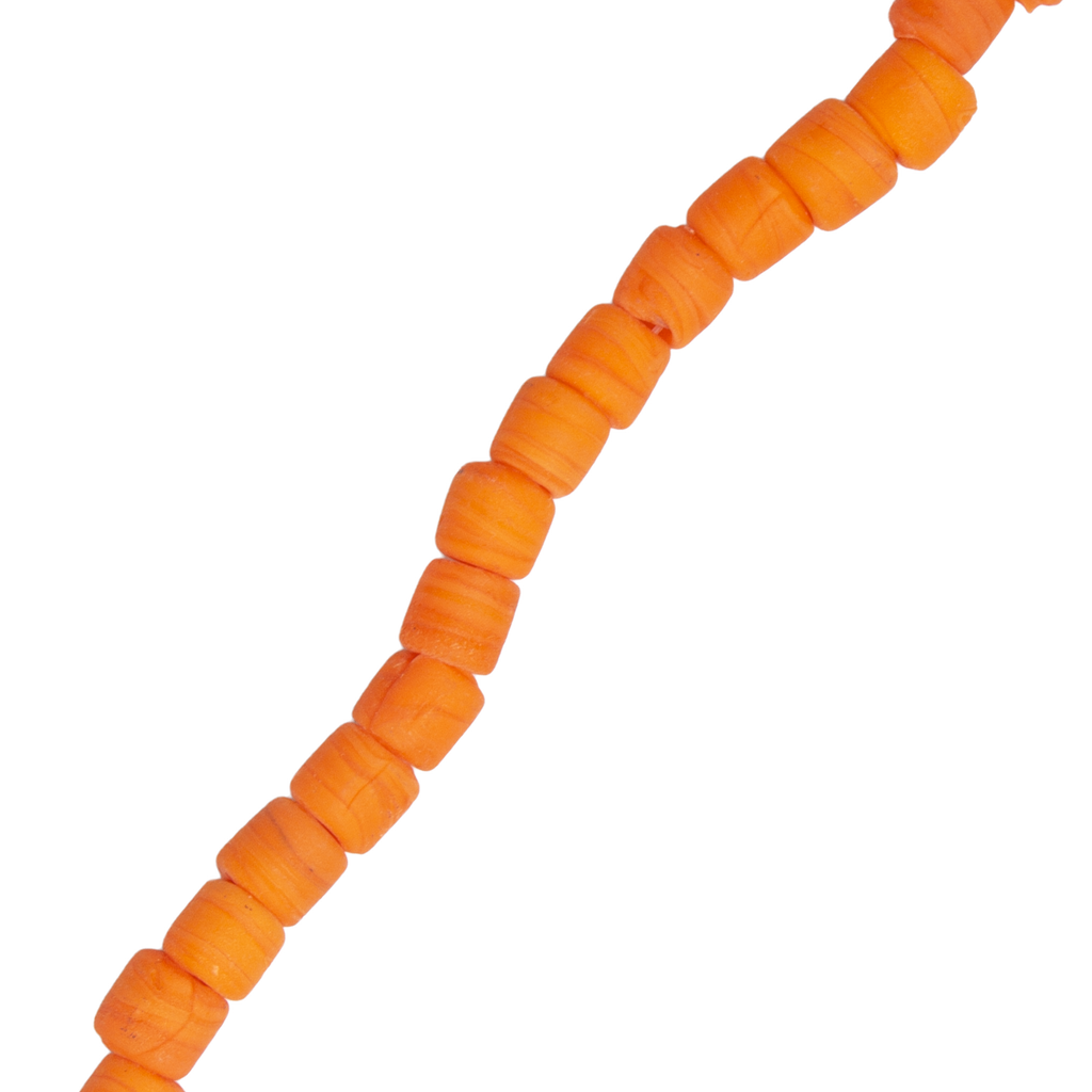 Glass Beads Drum Shape Bright Orange Approx 6.52X7.08mm 30gm 1 String