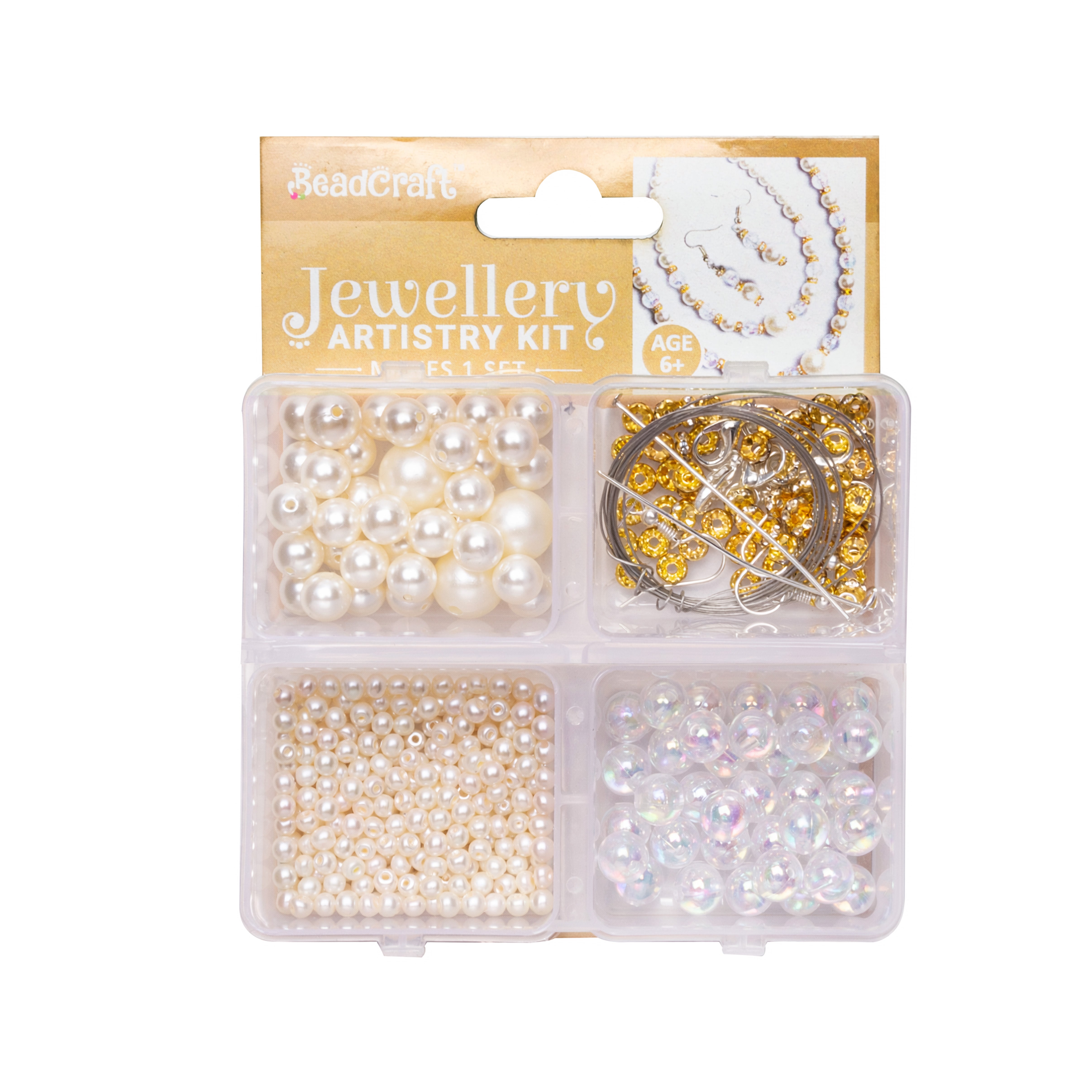 Jewellery Artistry Set Crystal Pearl 4 Cavity Box