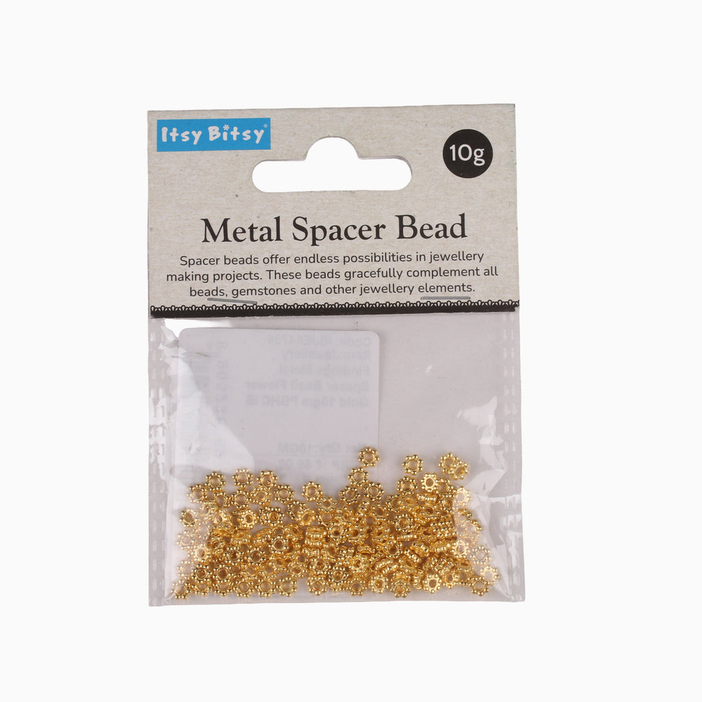 Jewellery Findings Metal Spacer Bead Flower Gold 10gm
