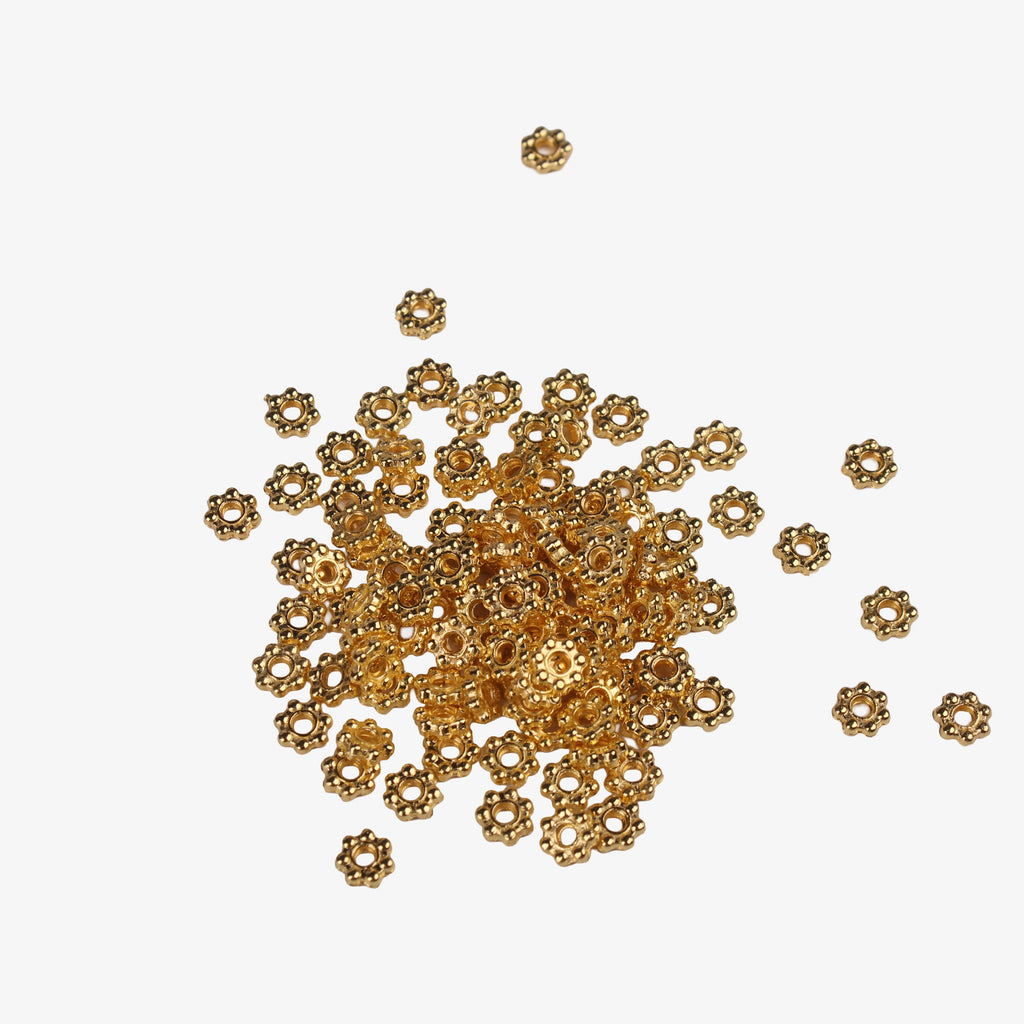 Jewellery Findings Metal Spacer Bead Flower Gold 10gm