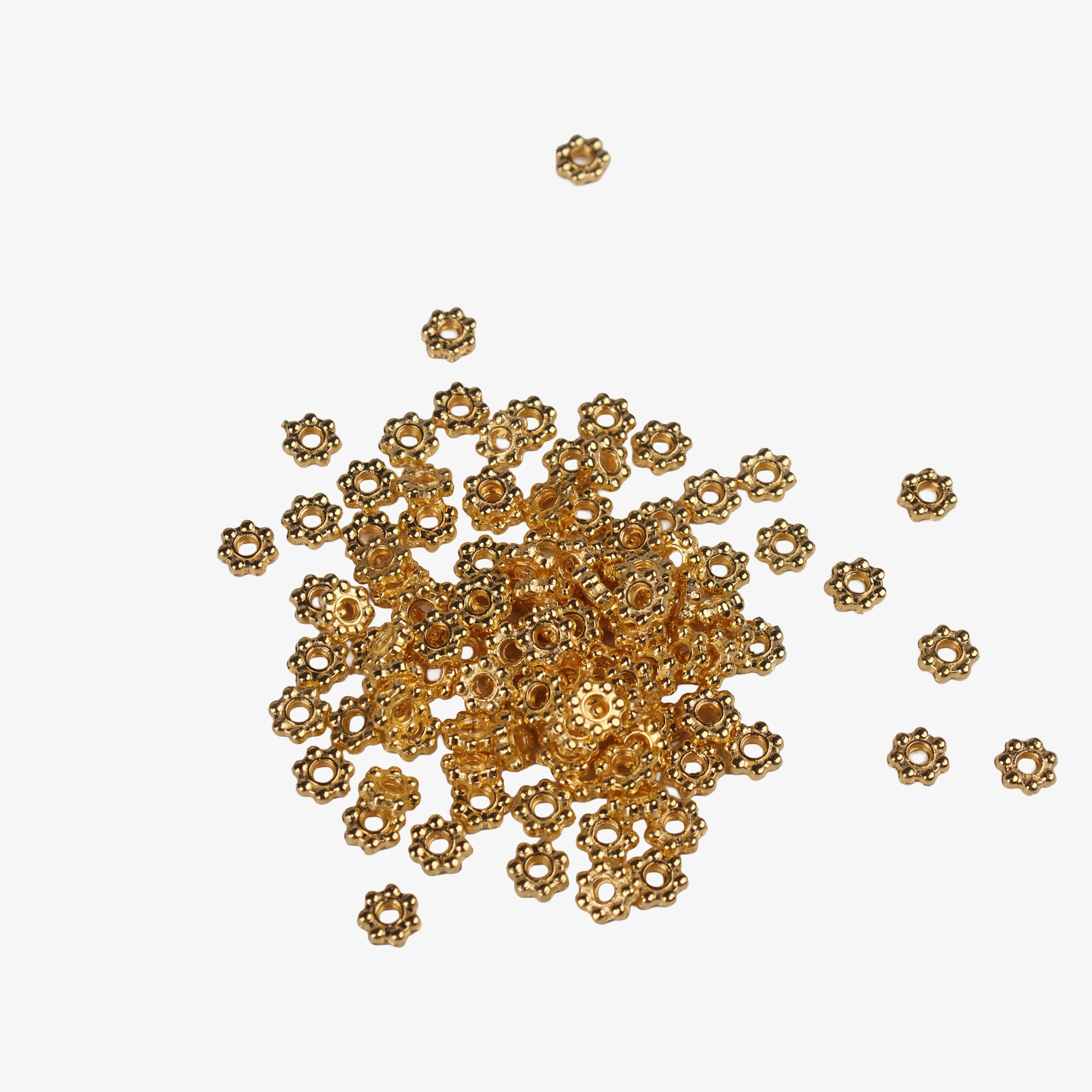 Jewellery Findings Metal Spacer Bead Flower Gold 10gm