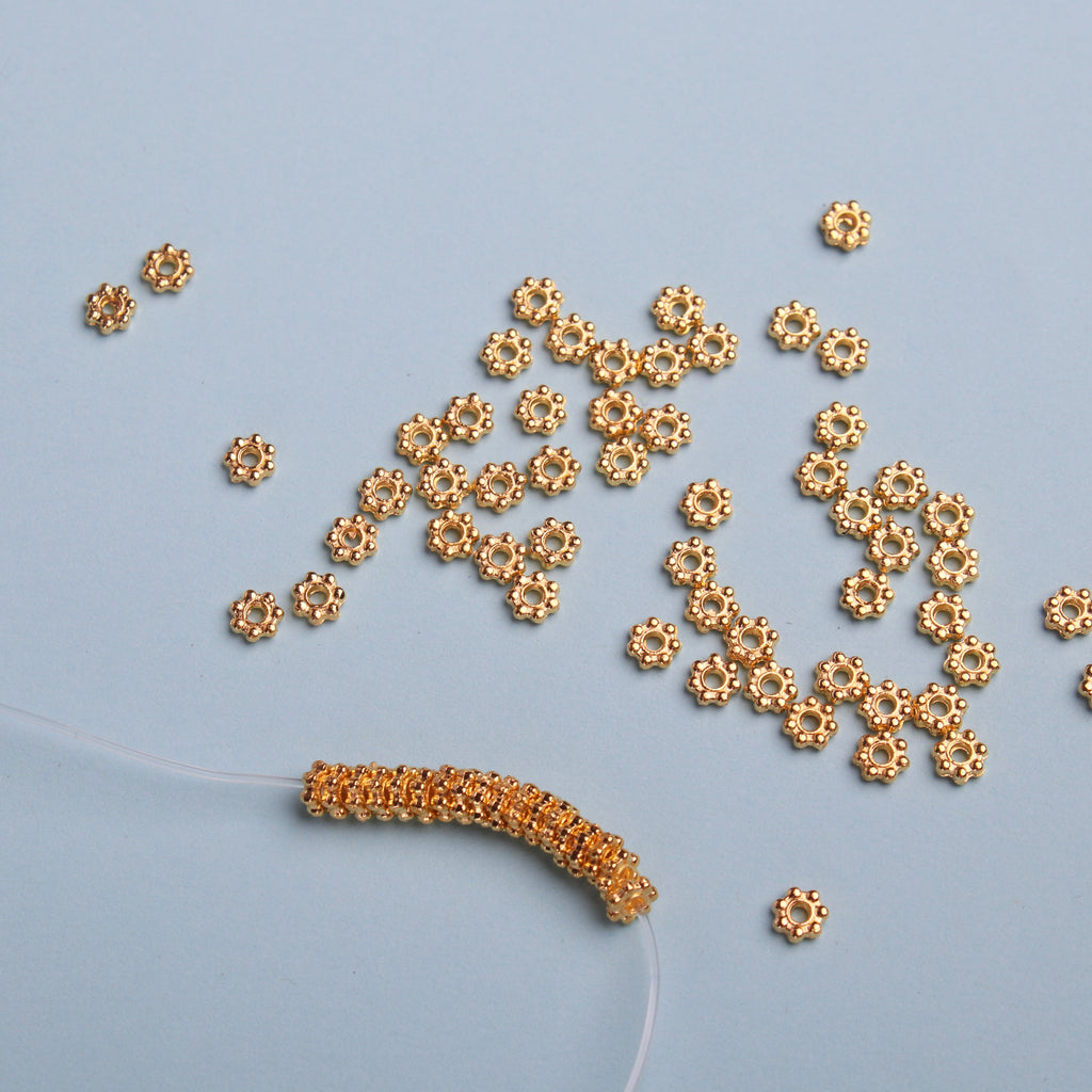 Jewellery Findings Metal Spacer Bead Flower Gold 10gm