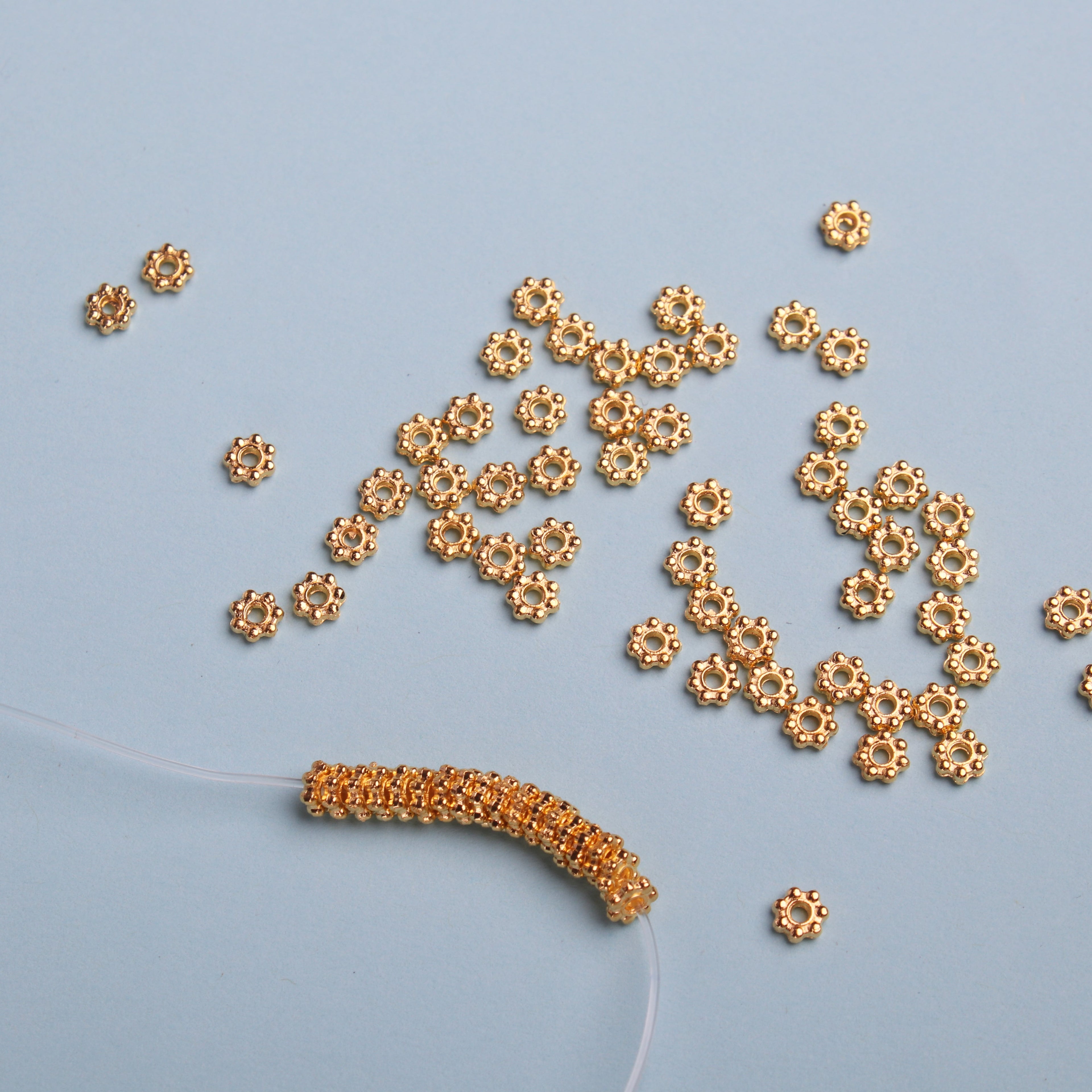 Jewellery Findings Metal Spacer Bead Flower Gold 10gm