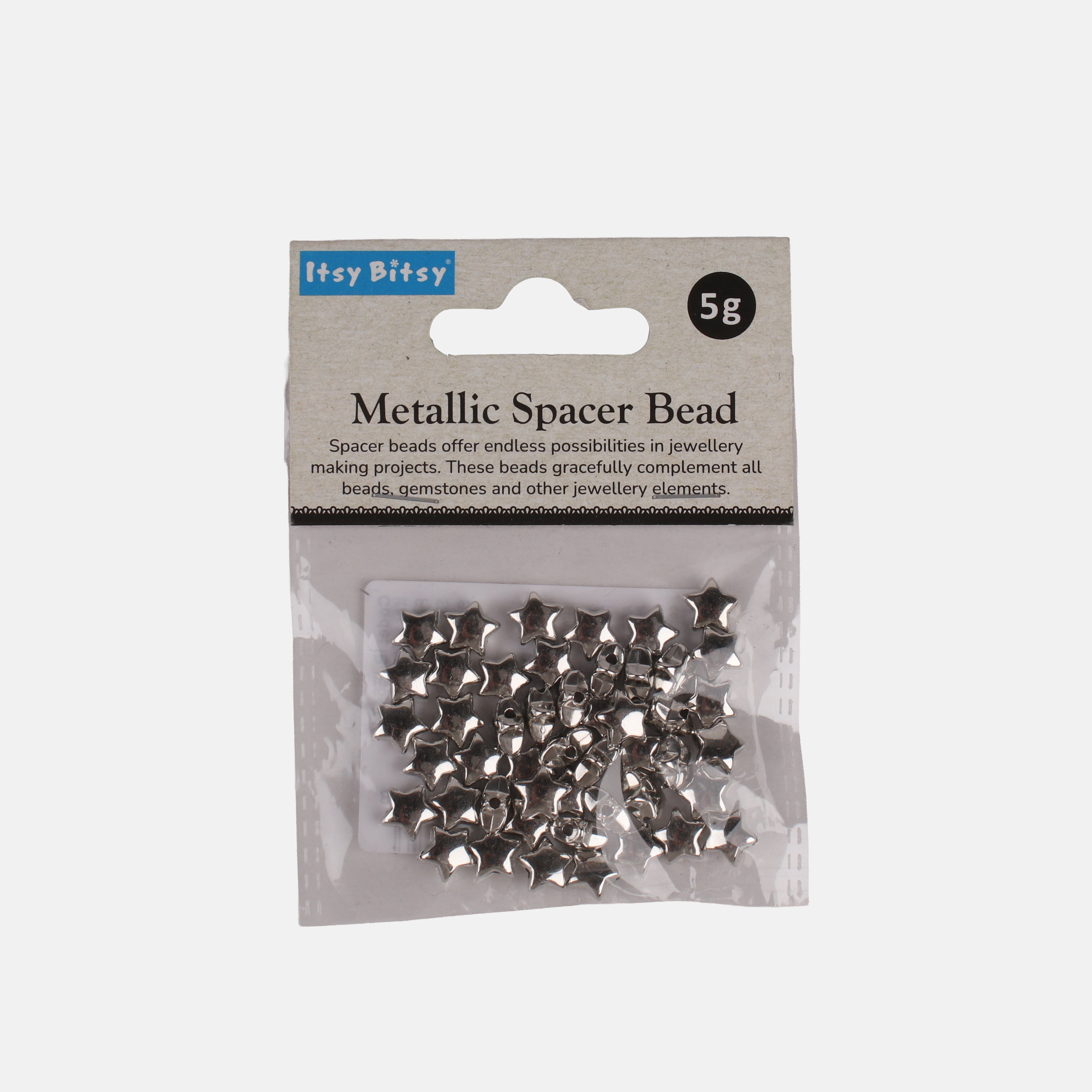 Jewellery Findings Metal Spacer Bead Star Silver 5gm