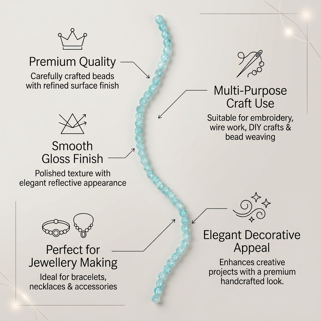 Crackle Glass Beads Teal Blue 8mm 35 Beads 1string